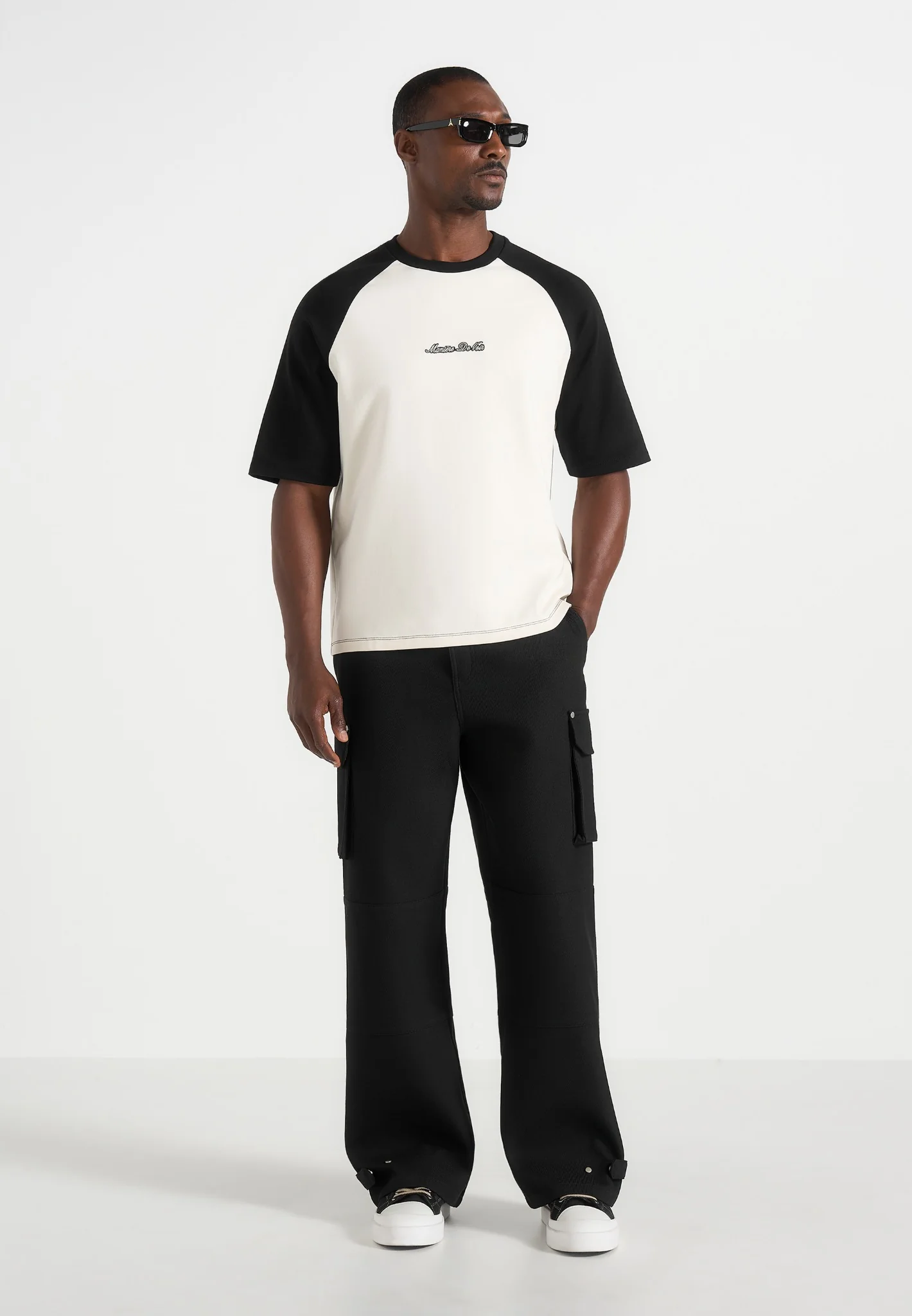 Mathis - Twill Signature Wide Leg Cargo Trousers - Black - Image 8