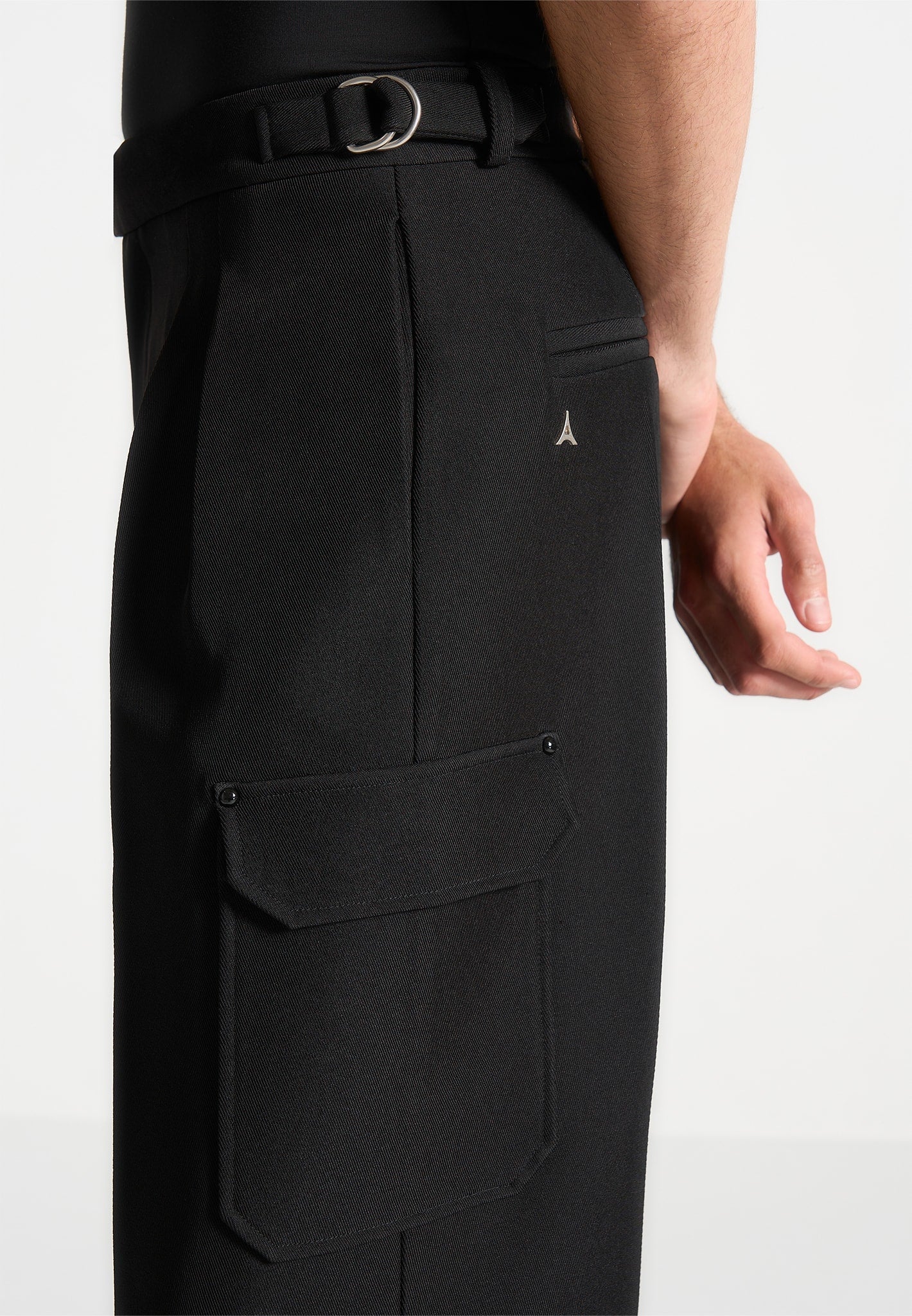 Maurice - Relaxed Fit Twill Pocket Trousers - Black - Image 5
