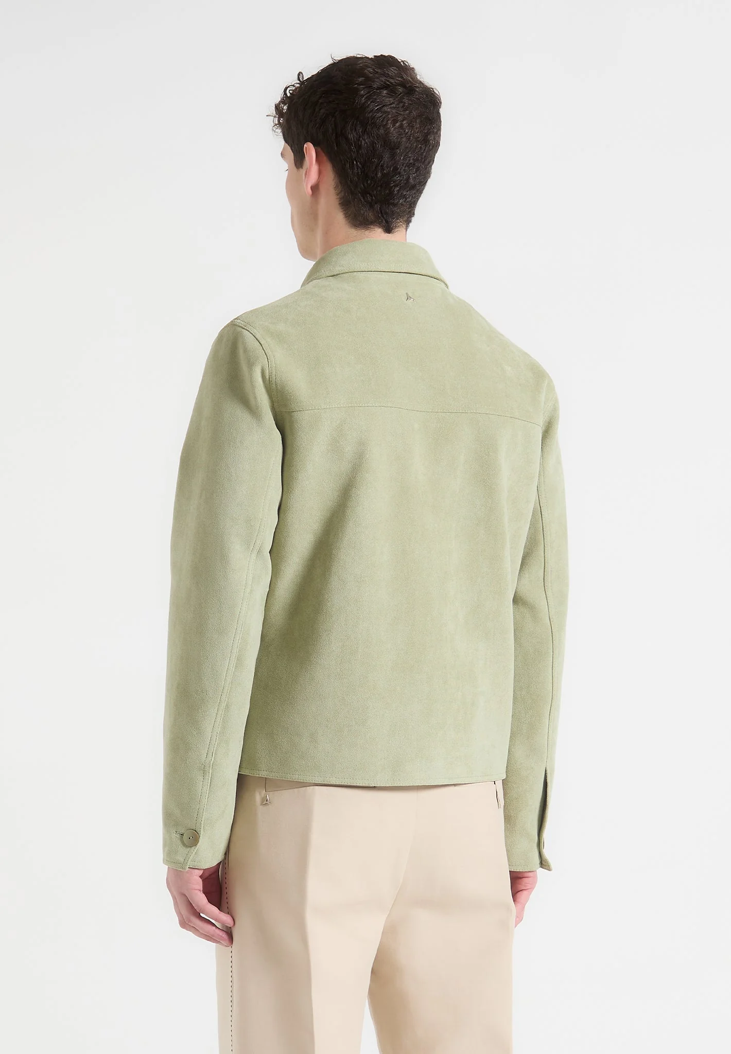 Michel - Suede Jacket with Revere Collar - Sage - Image 4