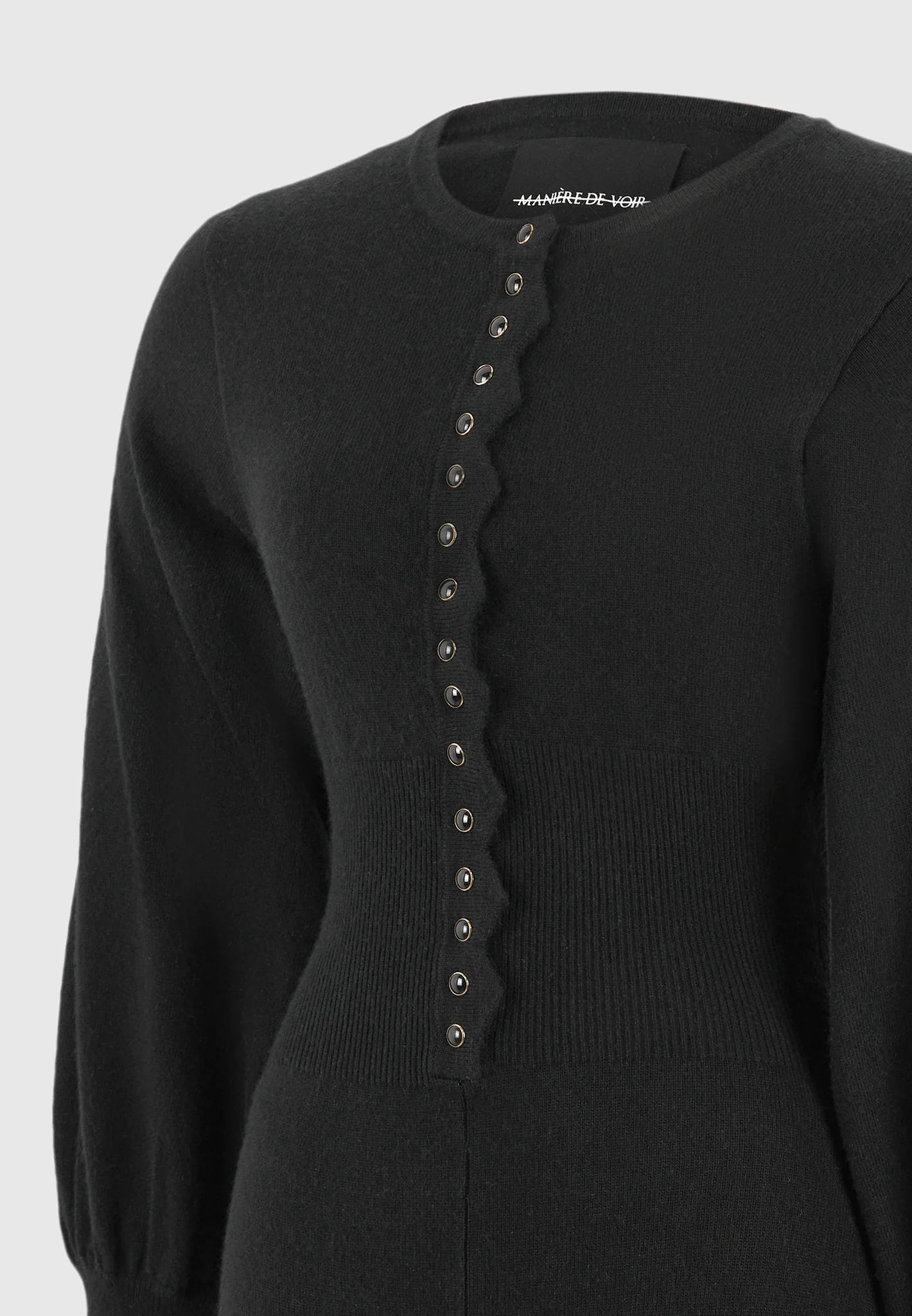 Michele - Knitted Scallop Hem Playsuit - Black - Image 7