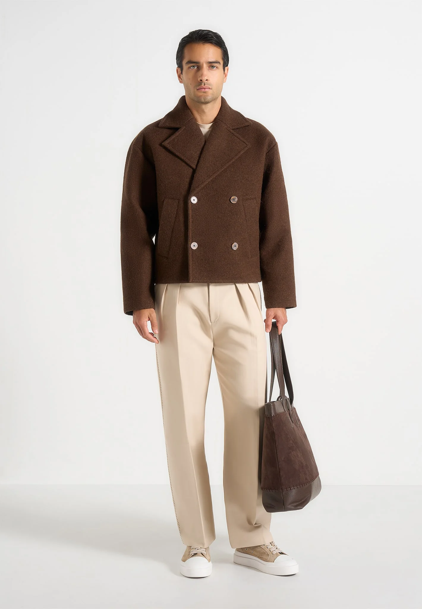 Mika - Unisex Double Breasted Jacket - Brown - Image 2