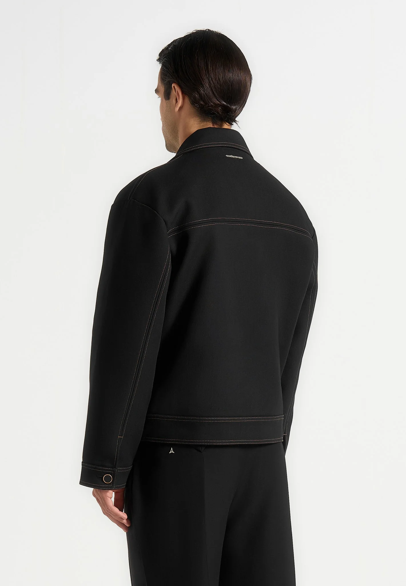 Mika - Unisex Tailored Double Breasted Jacket With Contrast Stitch - Black - Image 12