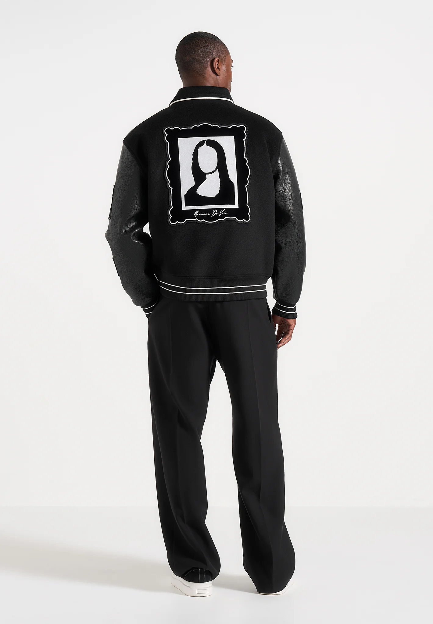 Mona Lisa - Wool Blend Varsity Jacket - Black
