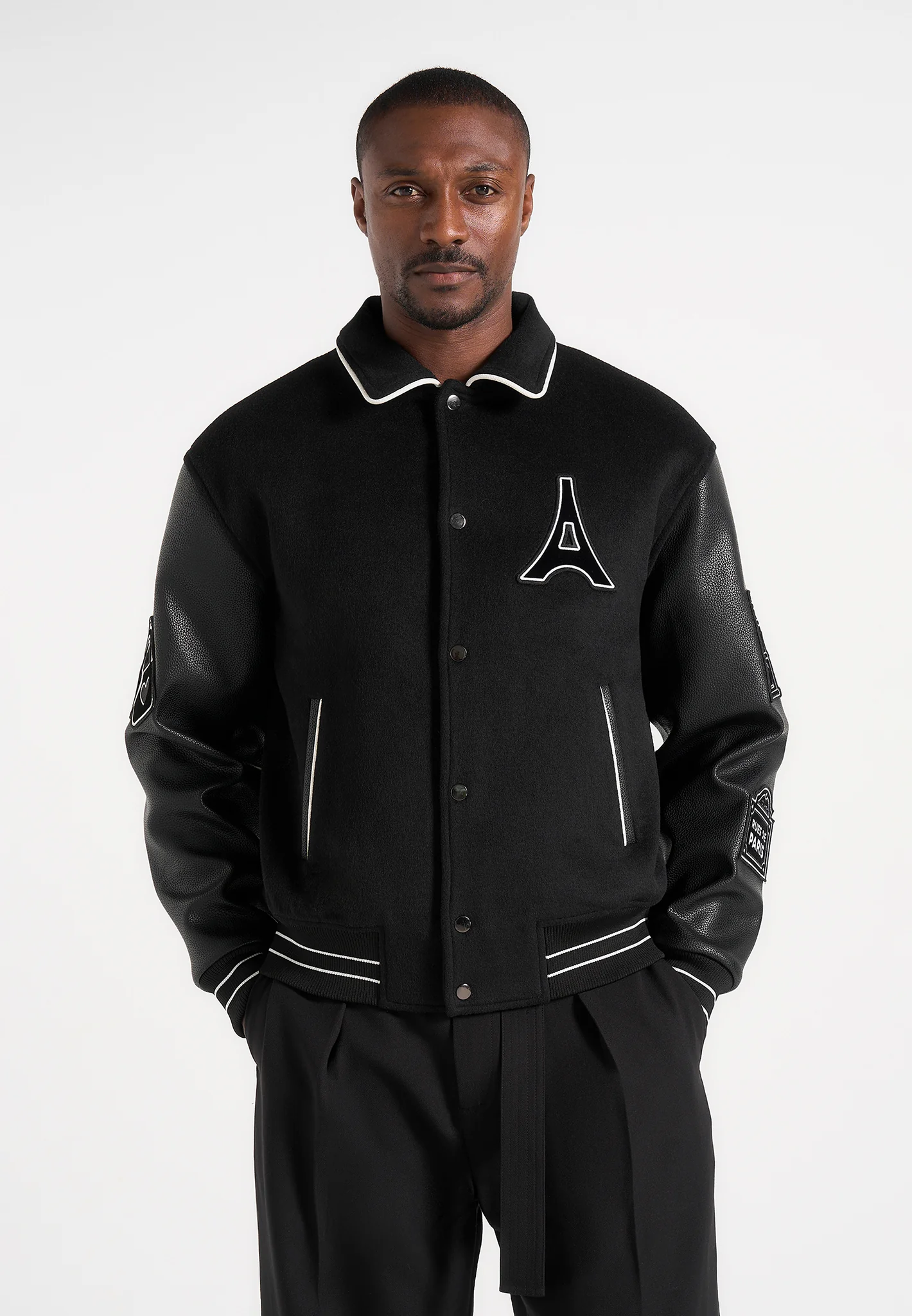 Mona Lisa - Wool Blend Varsity Jacket - Black - Image 2