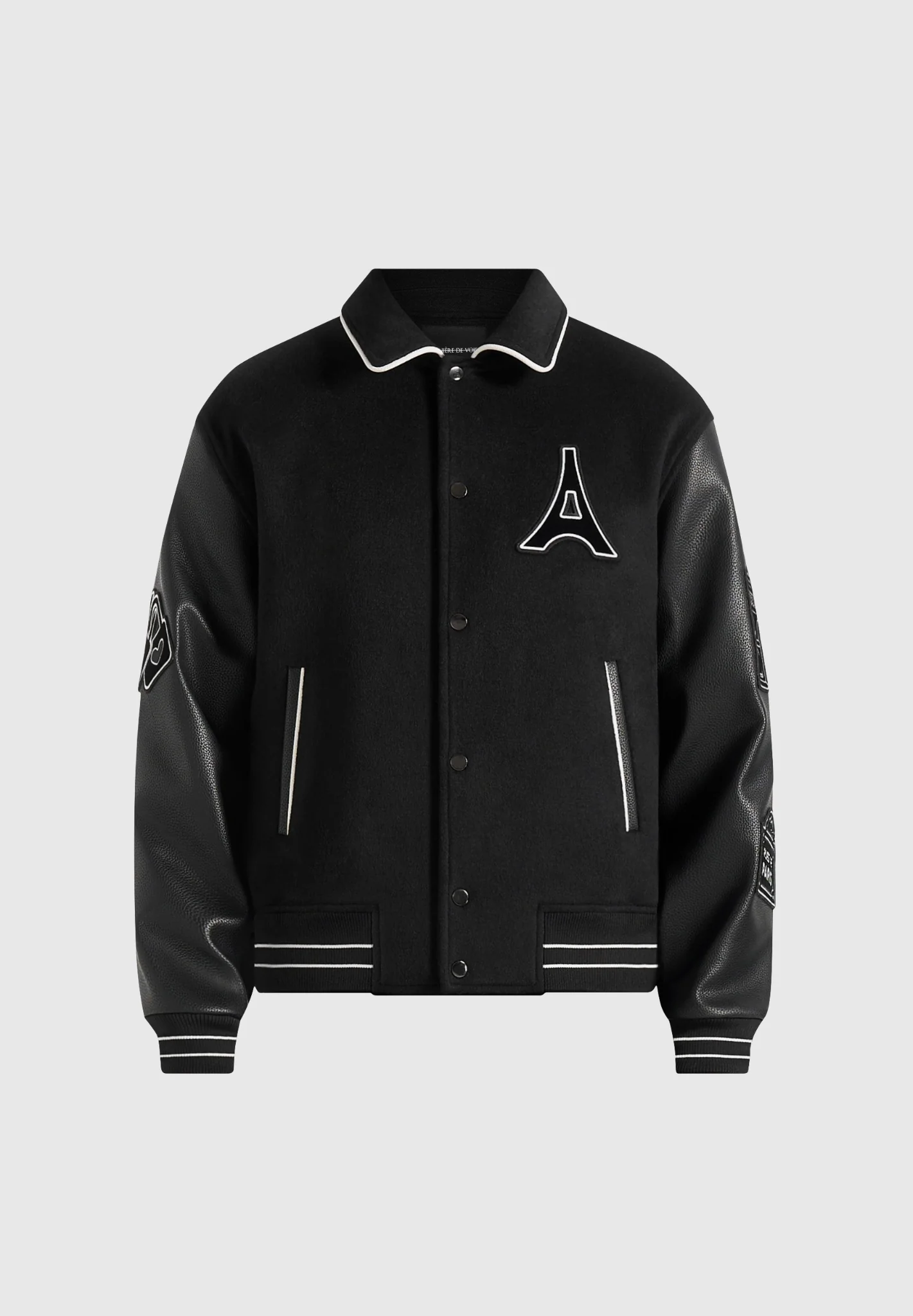 Mona Lisa - Wool Blend Varsity Jacket - Black - Image 7