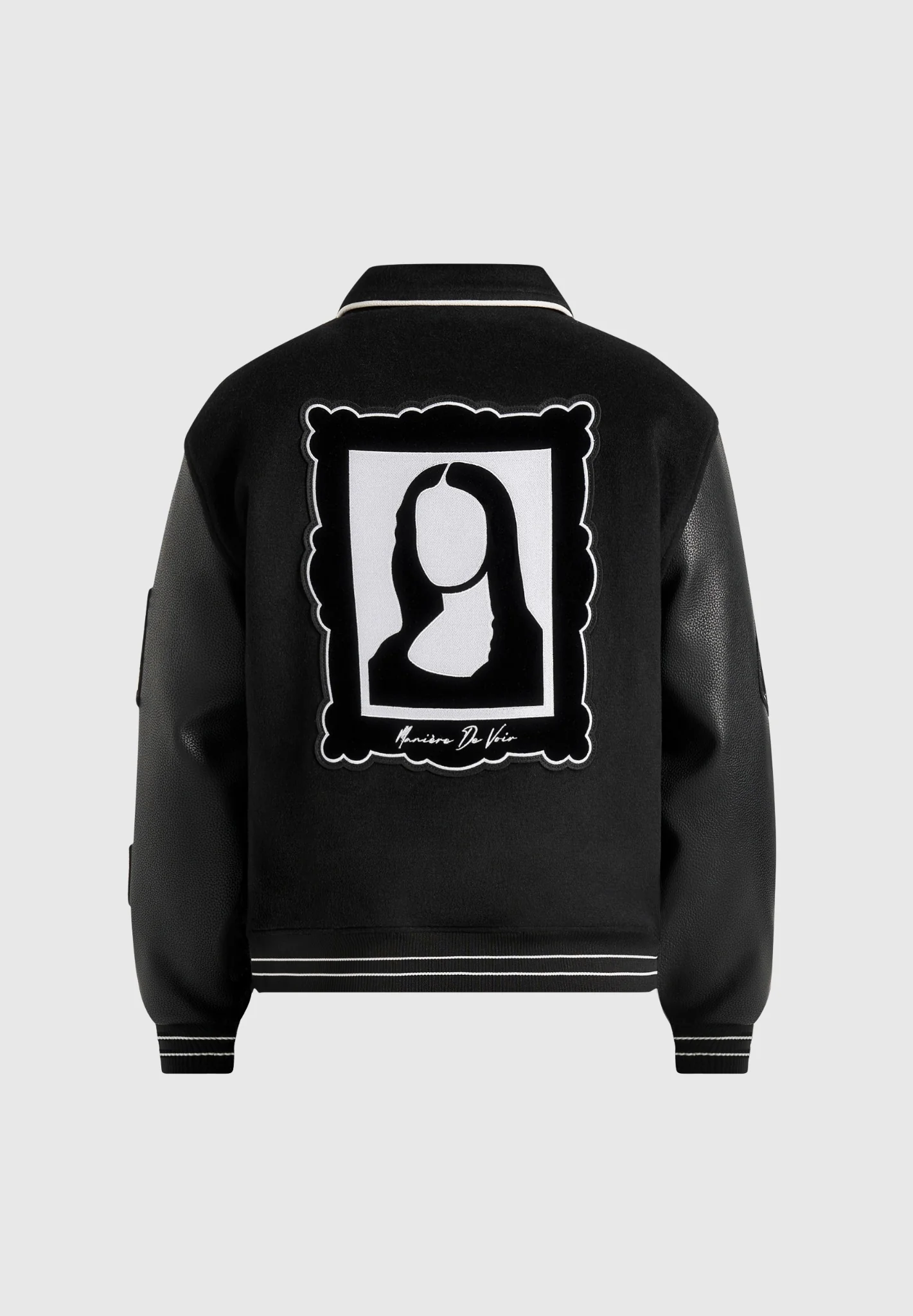 Mona Lisa - Wool Blend Varsity Jacket - Black - Image 8