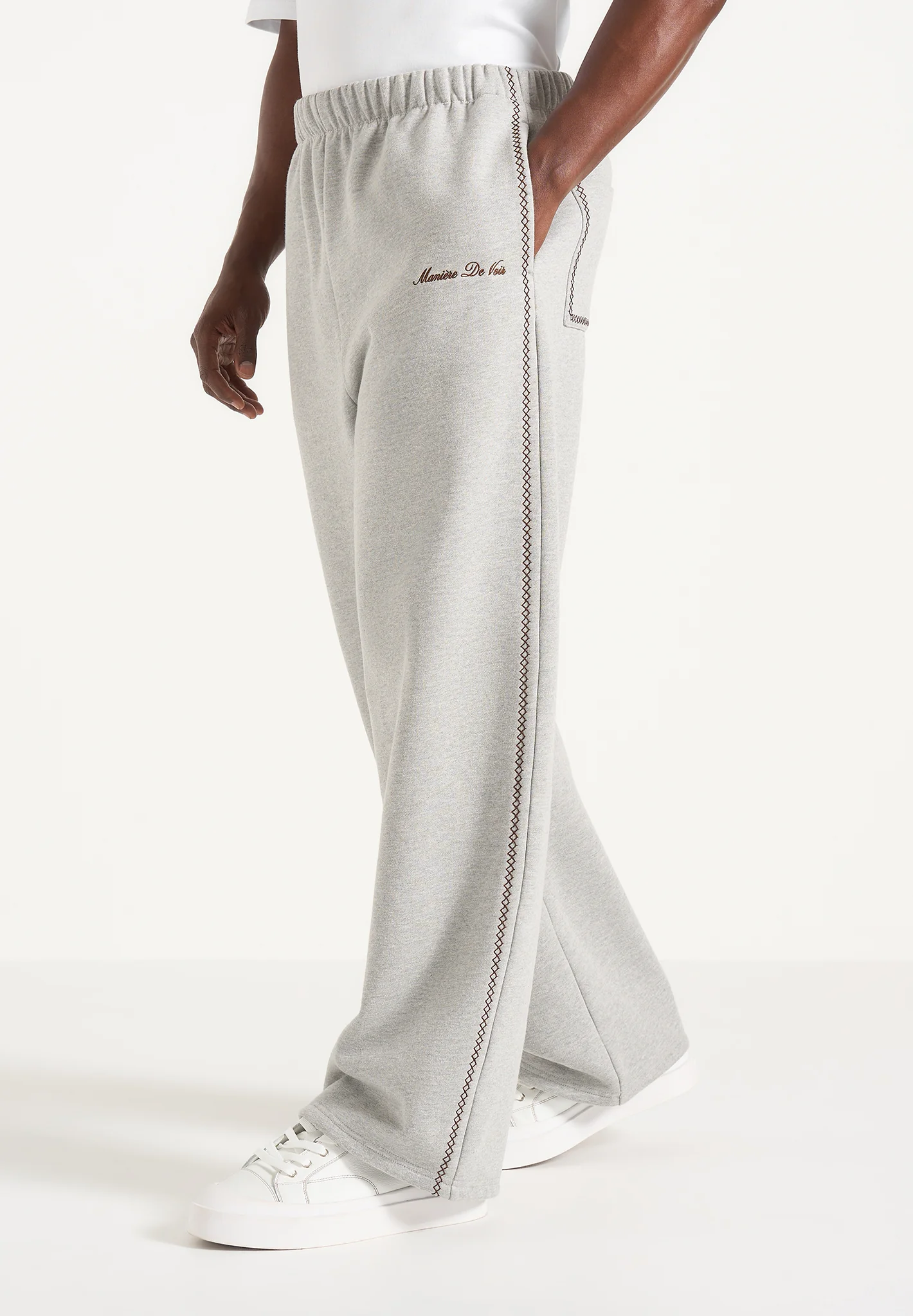 Morgan - Unisex Whipstitch Regular Joggers - Light Grey - Image 2