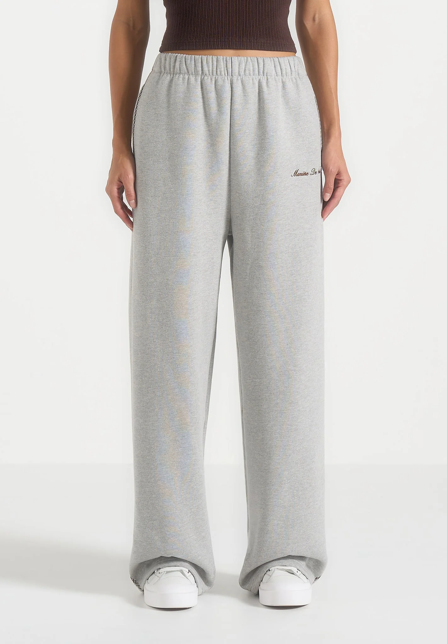 Morgan - Unisex Whipstitch Regular Joggers - Light Grey - Image 9