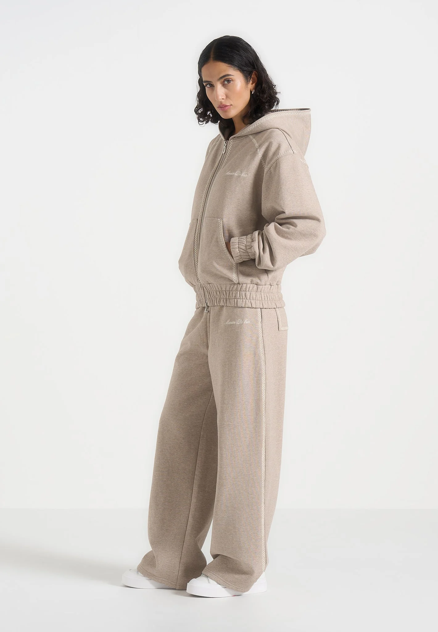Morgan - Unisex Whipstitch Wide Leg Jogger - Taupe