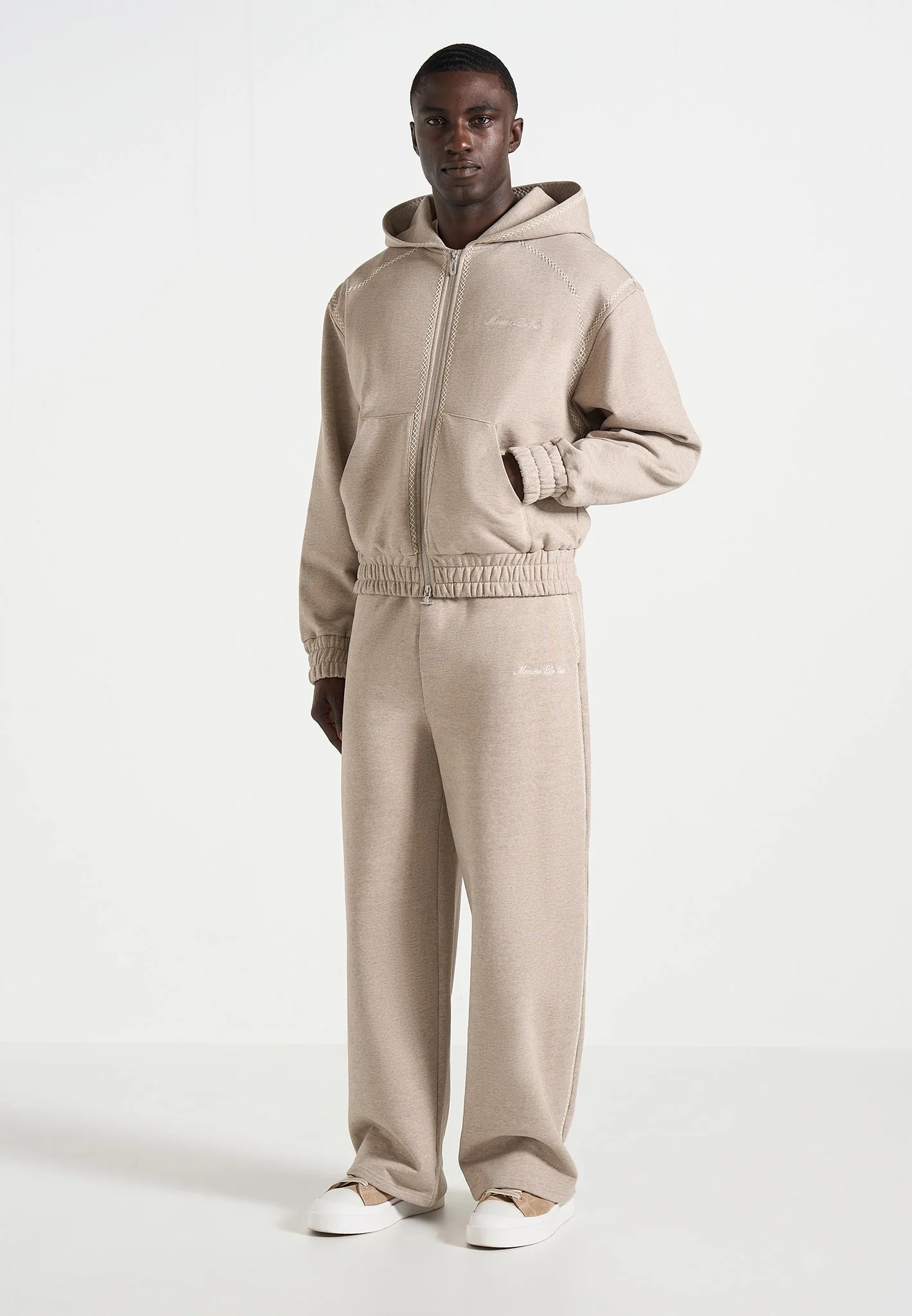 Morgan - Unisex Whipstitch Wide Leg Jogger - Taupe - Image 2