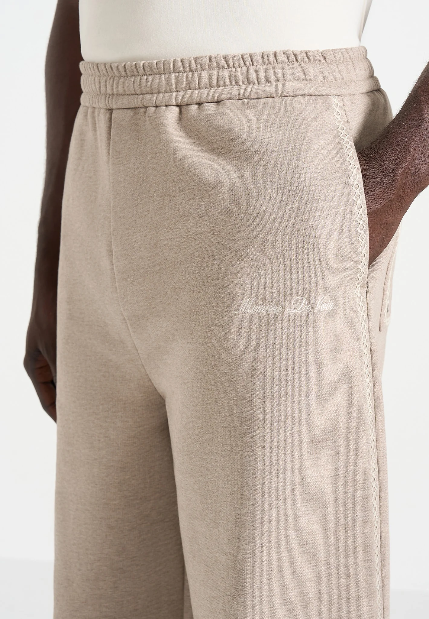 Morgan - Unisex Whipstitch Wide Leg Jogger - Taupe - Image 4