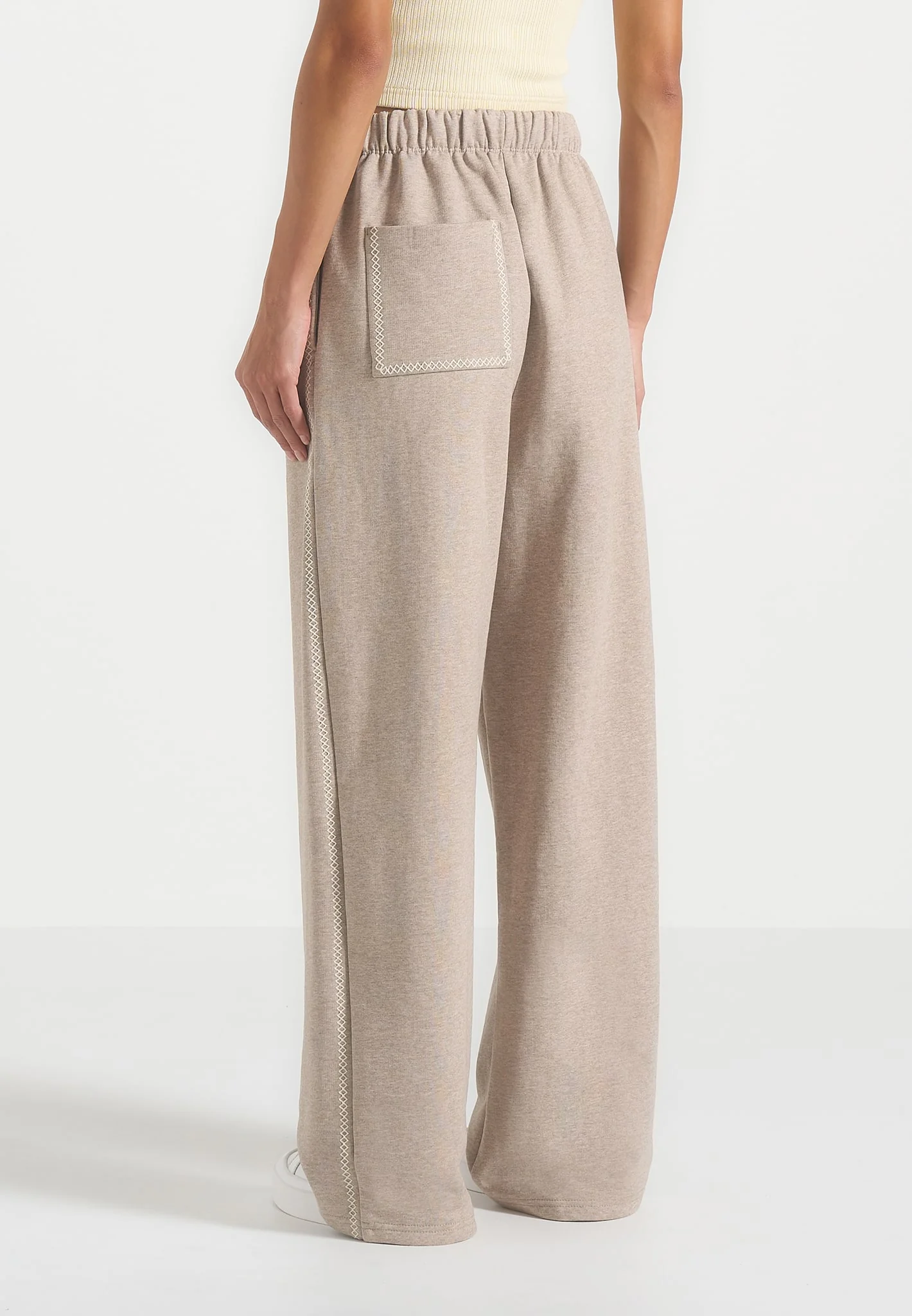 Morgan - Unisex Whipstitch Wide Leg Jogger - Taupe - Image 9