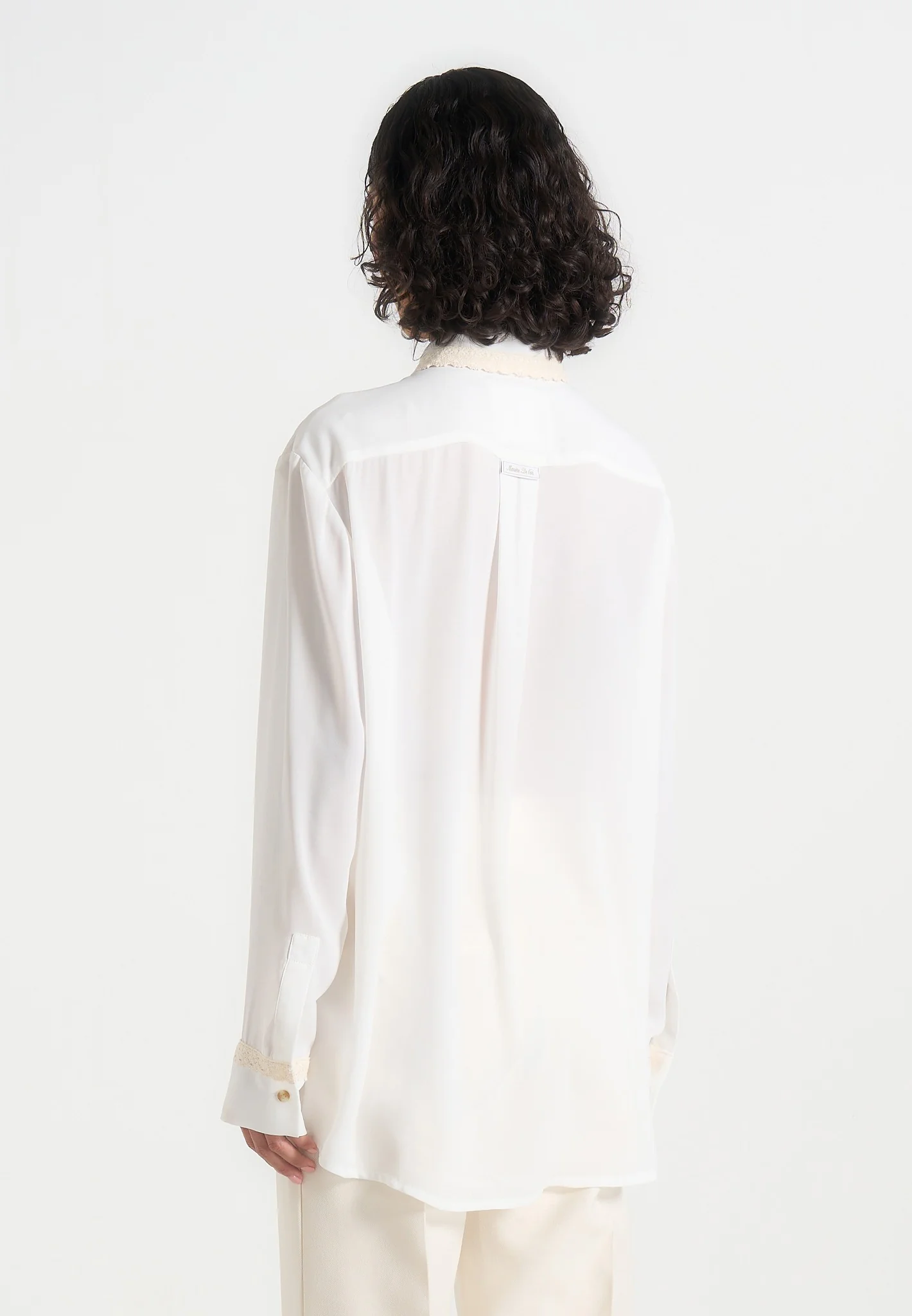 Mya - Crochet Detail Georgette Shirt - White - Image 6