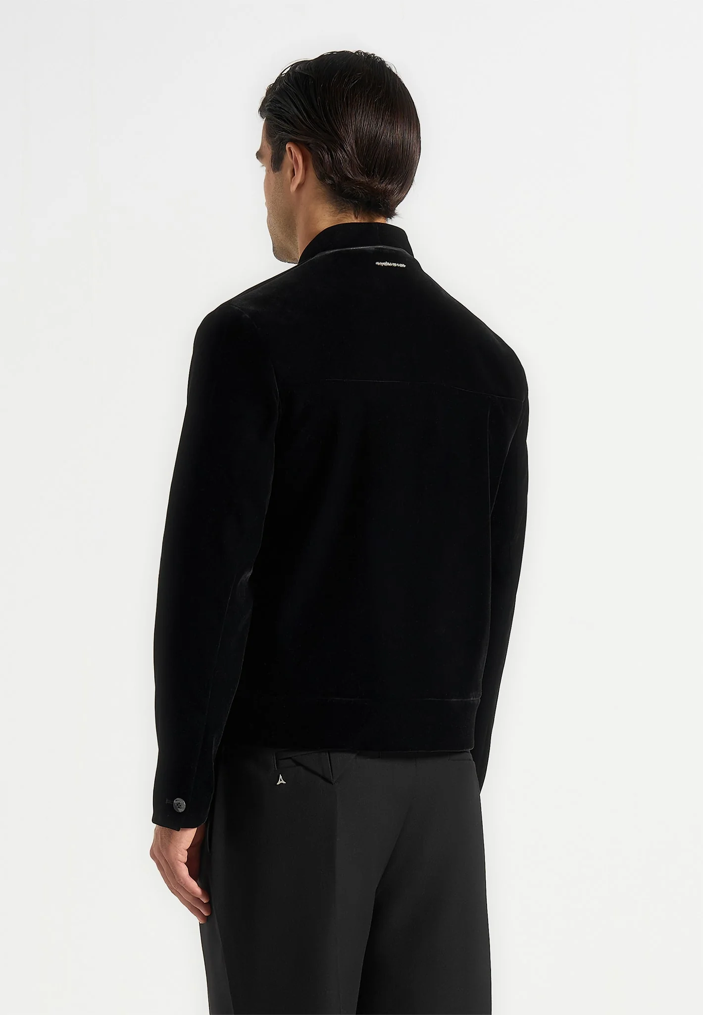 Nassim - Velvet Jacket With Contrast Piping - Black - Image 4