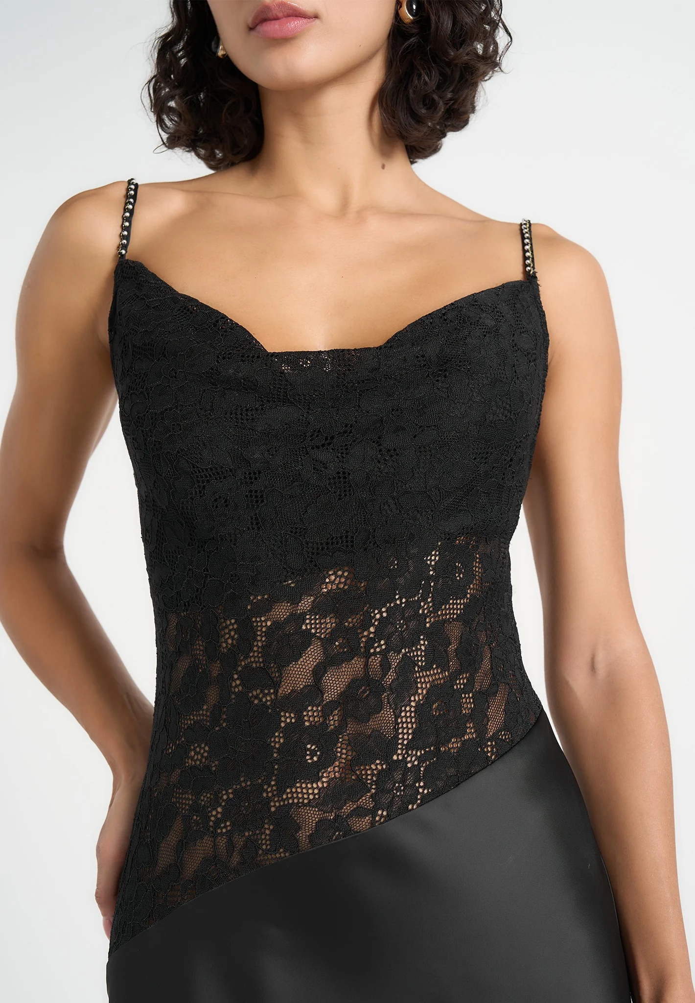 Naya - Asymmetric Lace Maxi Dress - Black - Image 3