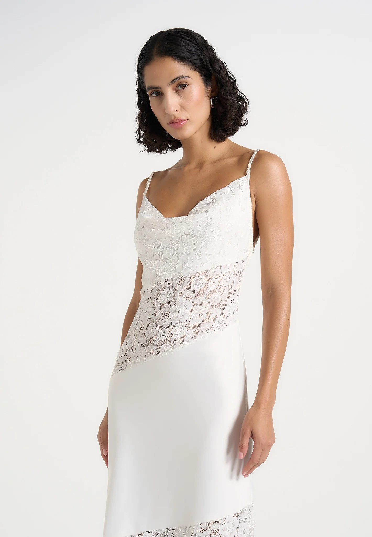 Naya - Asymmetric Lace Maxi Dress - White - Image 5