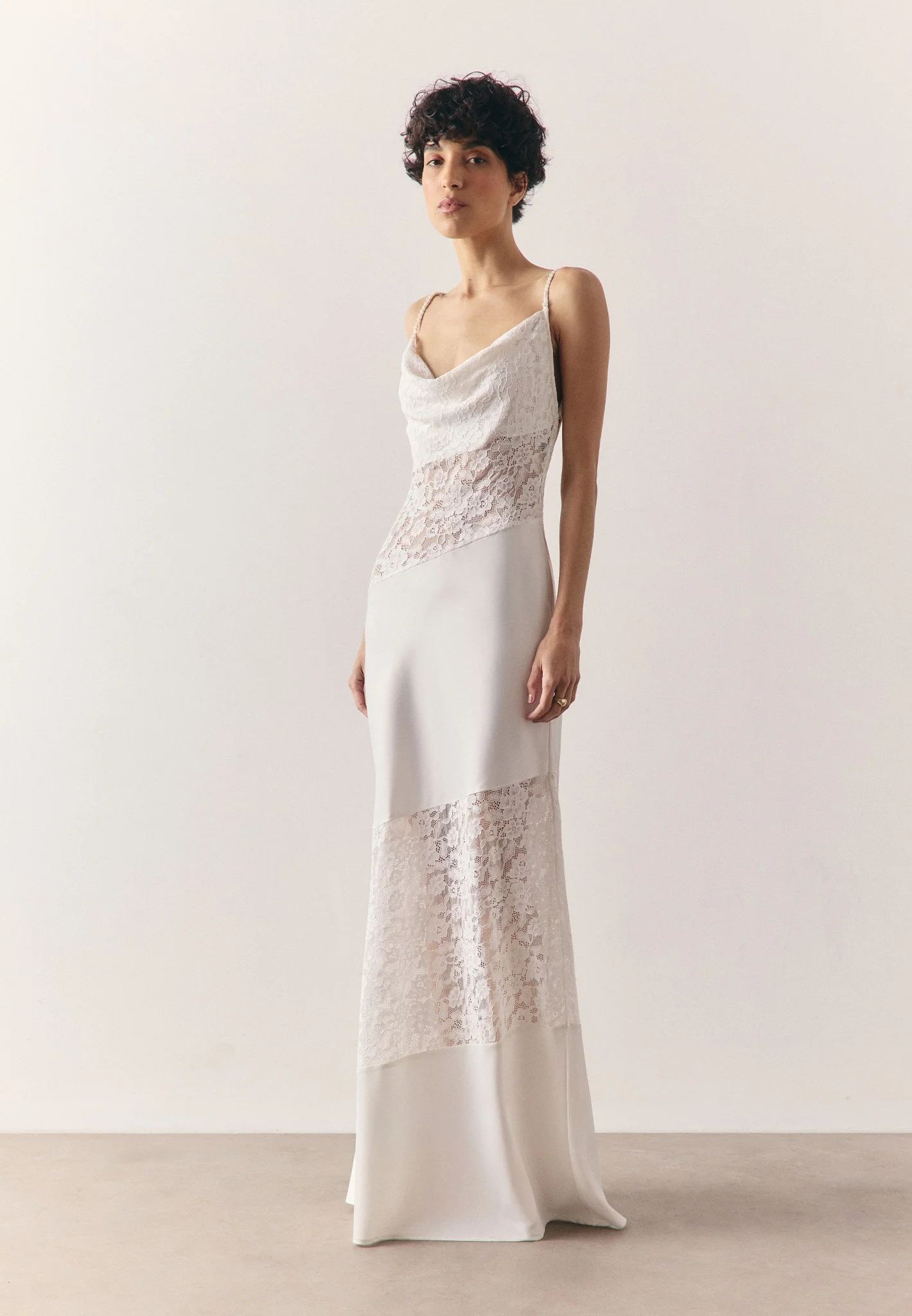 Naya - Asymmetric Lace Maxi Dress - White - Image 7