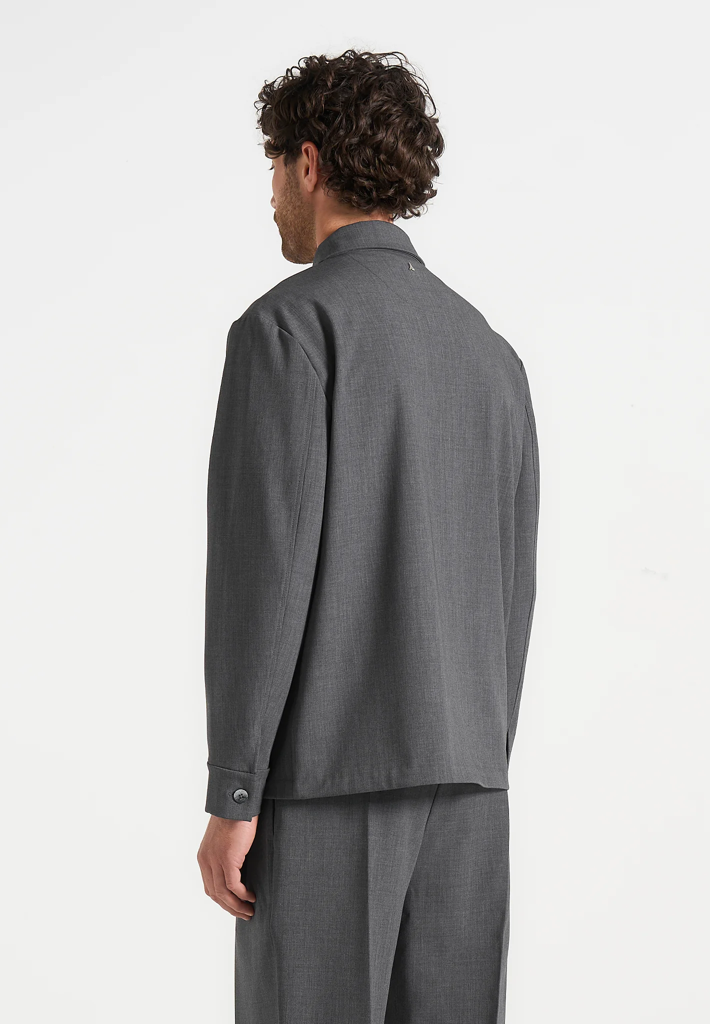 Leo - Hatched Tailored Overshirt - Grey - Image 3