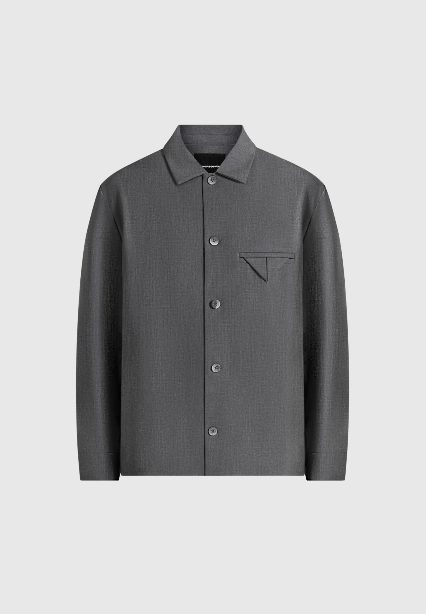 Leo - Hatched Tailored Overshirt - Grey - Image 6