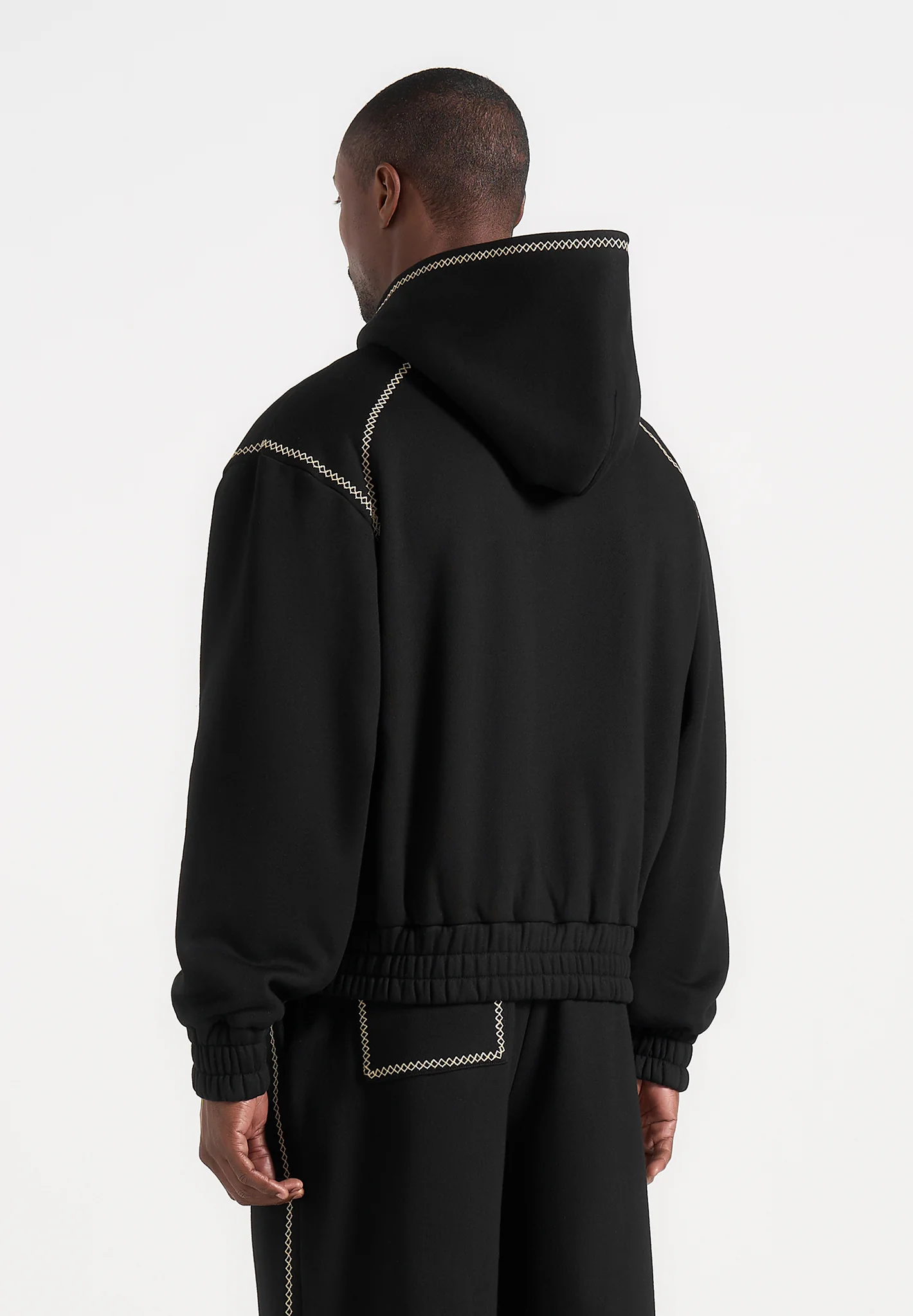 Ollie - Unisex Whipstitch Raglan Effect Zip Hoodie - Black - Image 5