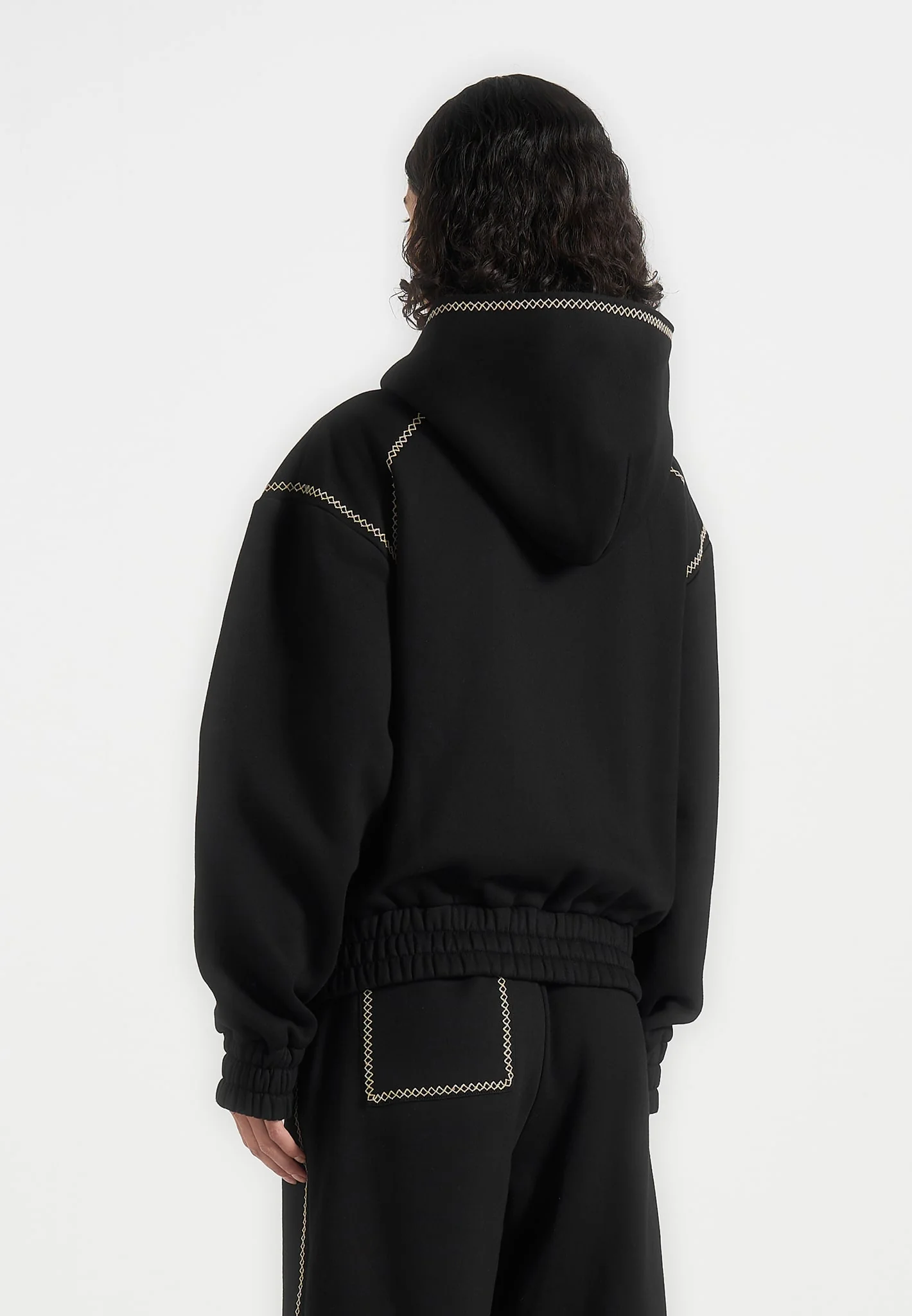 Ollie - Unisex Whipstitch Raglan Effect Zip Hoodie - Black - Image 7
