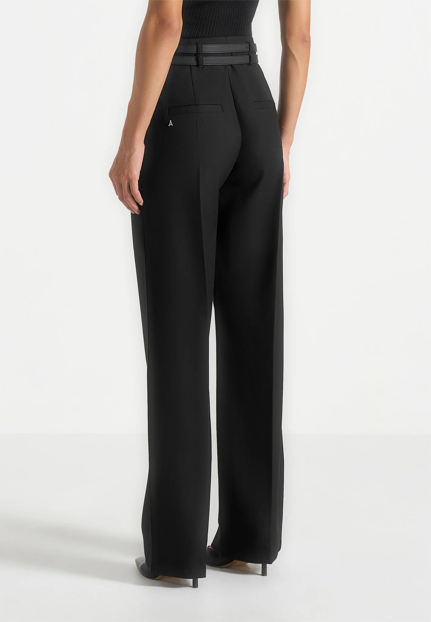Pascale - Tailored Twin Belt Trousers - Black - Image 6