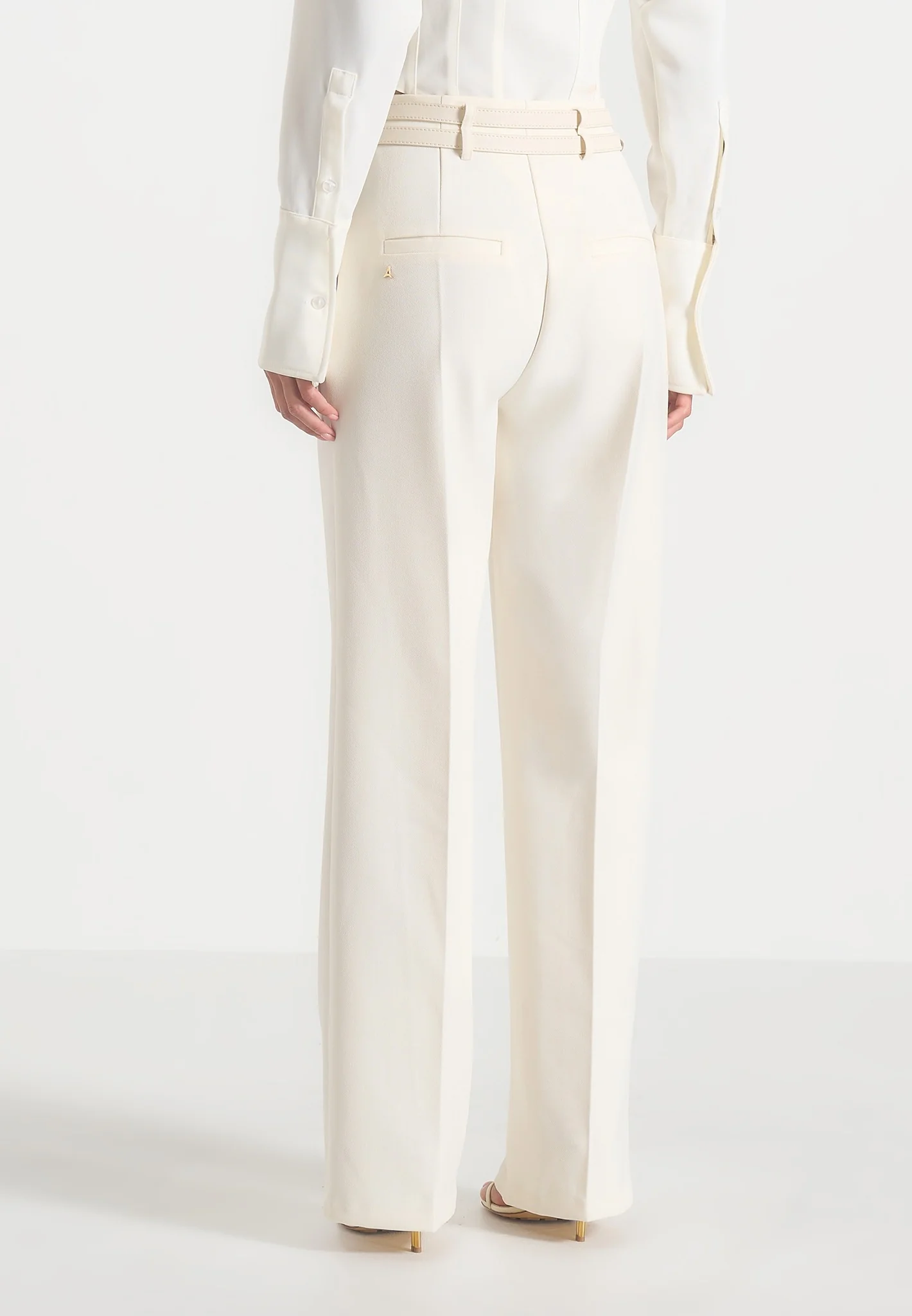 Pascale - Tailored Twin Belt Trousers - Off White - Image 5
