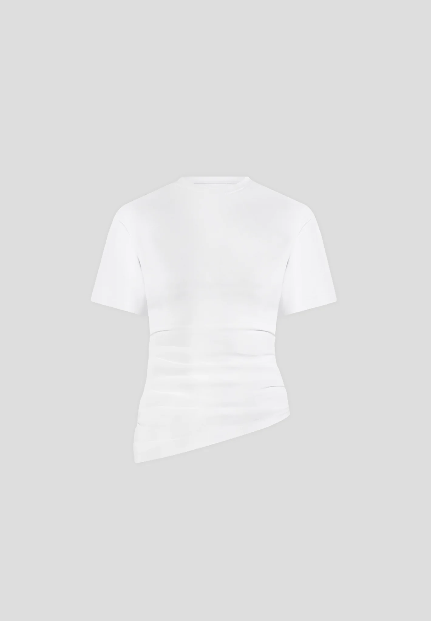 Pauline - Ruched Asymmetric Cotton T-Shirt - White - Image 5