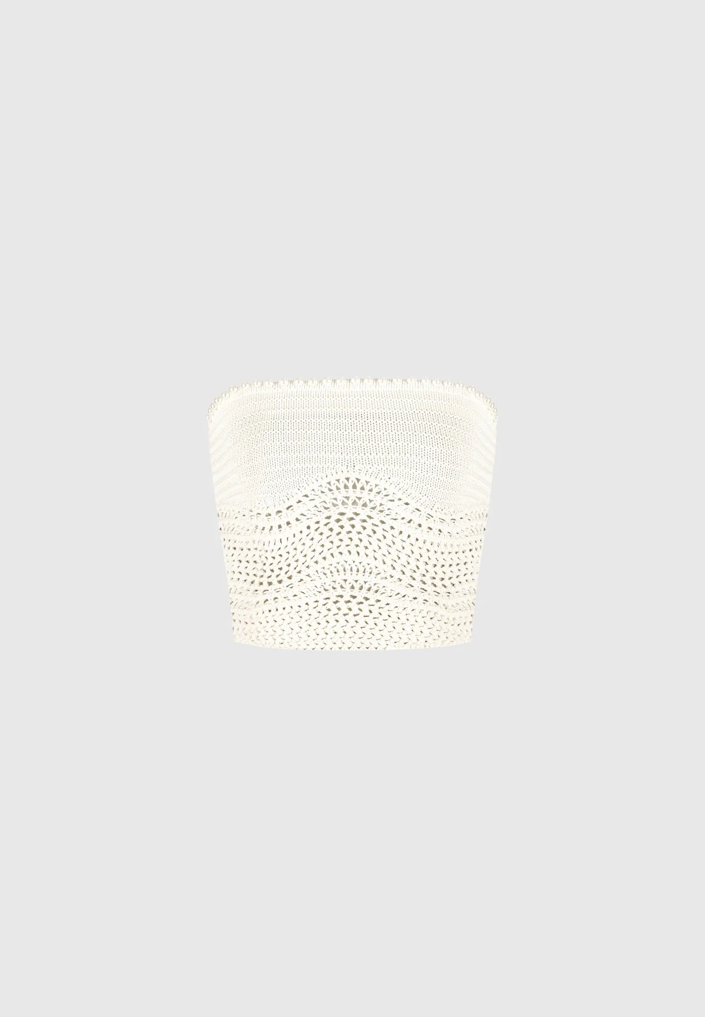 Pearl Applique Crochet Bandeau Top - Cream - Image 5