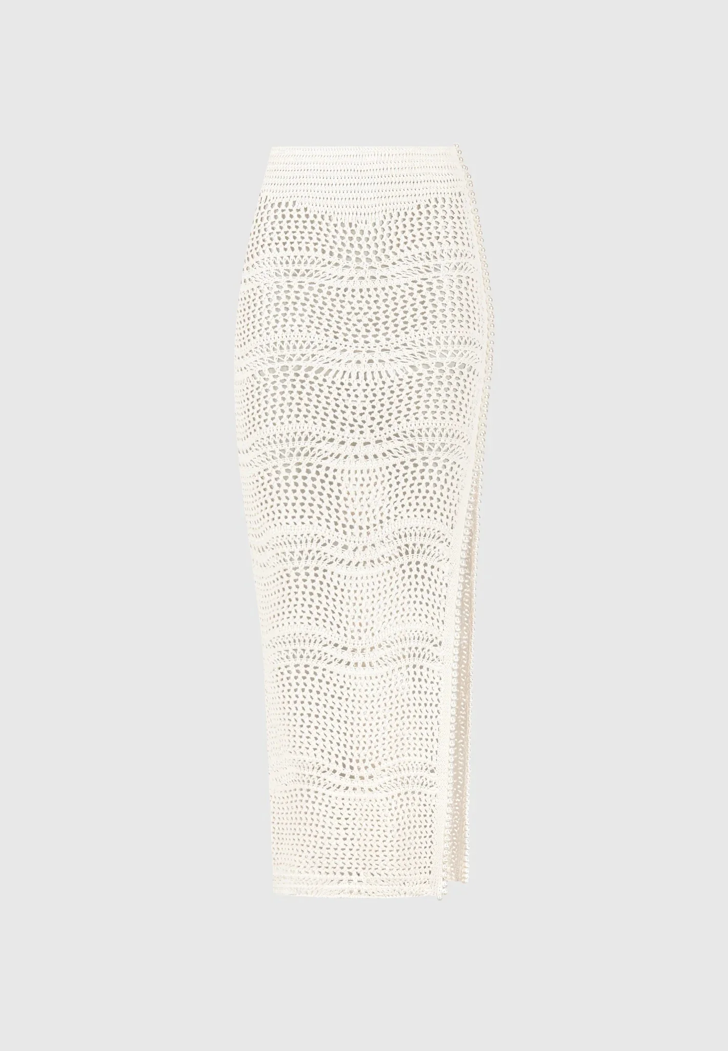 Pearl Applique Crochet Maxi Skirt - Cream - Image 5