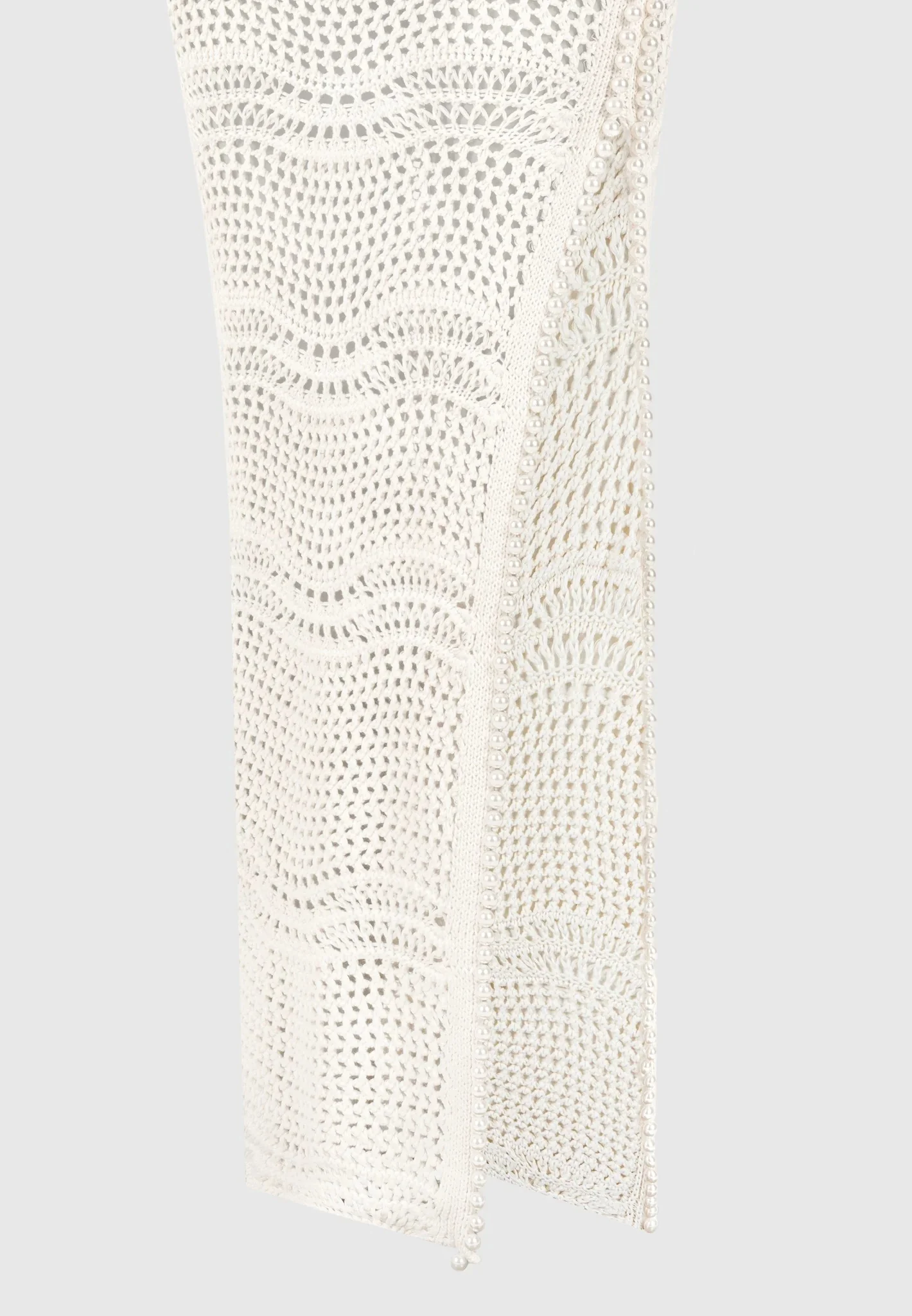 Pearl Applique Crochet Maxi Skirt - Cream - Image 6