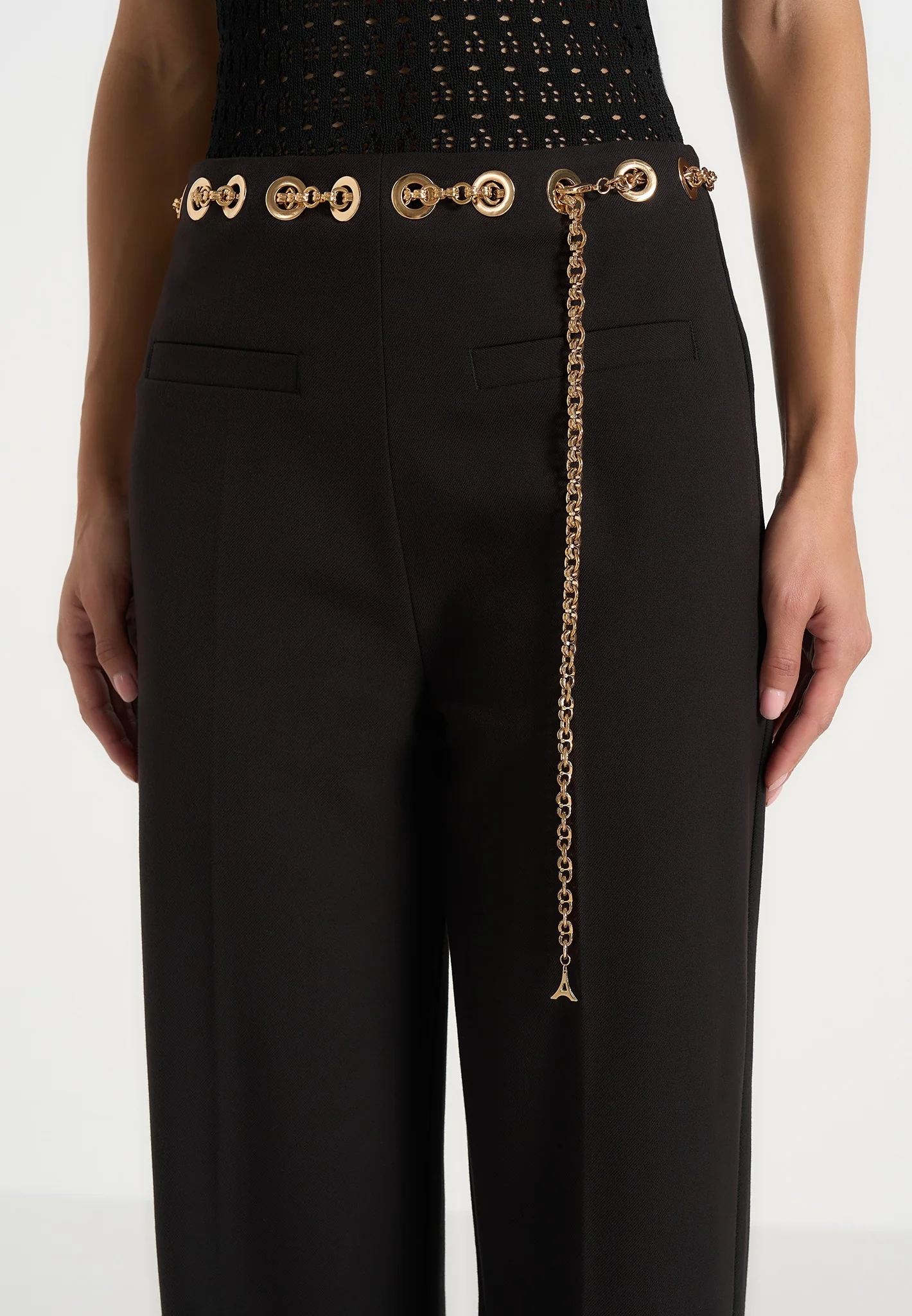 Perrine - Hardware Detail Belted Trousers - Black - Image 3