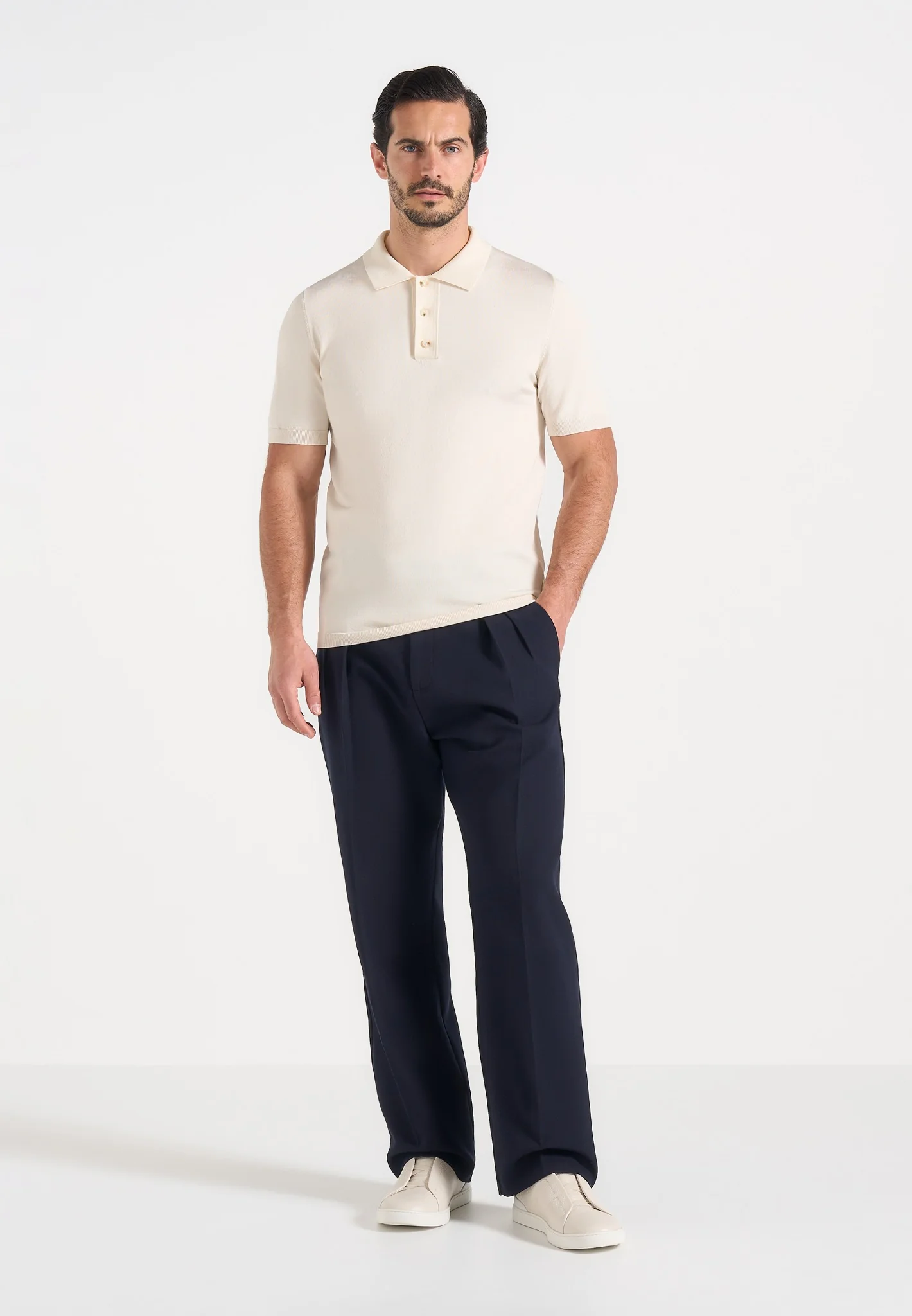 Pierre - Twin Pleat Tailored Trousers - Navy