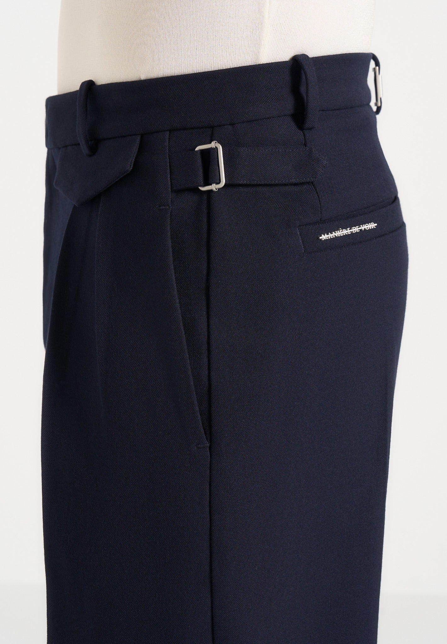 Pierre - Twin Pleat Tailored Trousers - Navy - Image 4