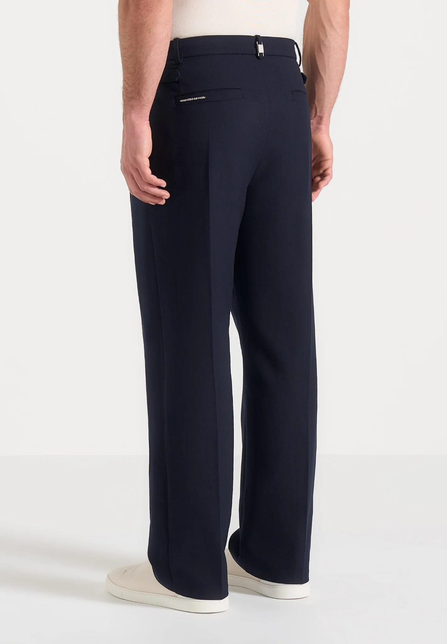 Pierre - Twin Pleat Tailored Trousers - Navy - Image 5