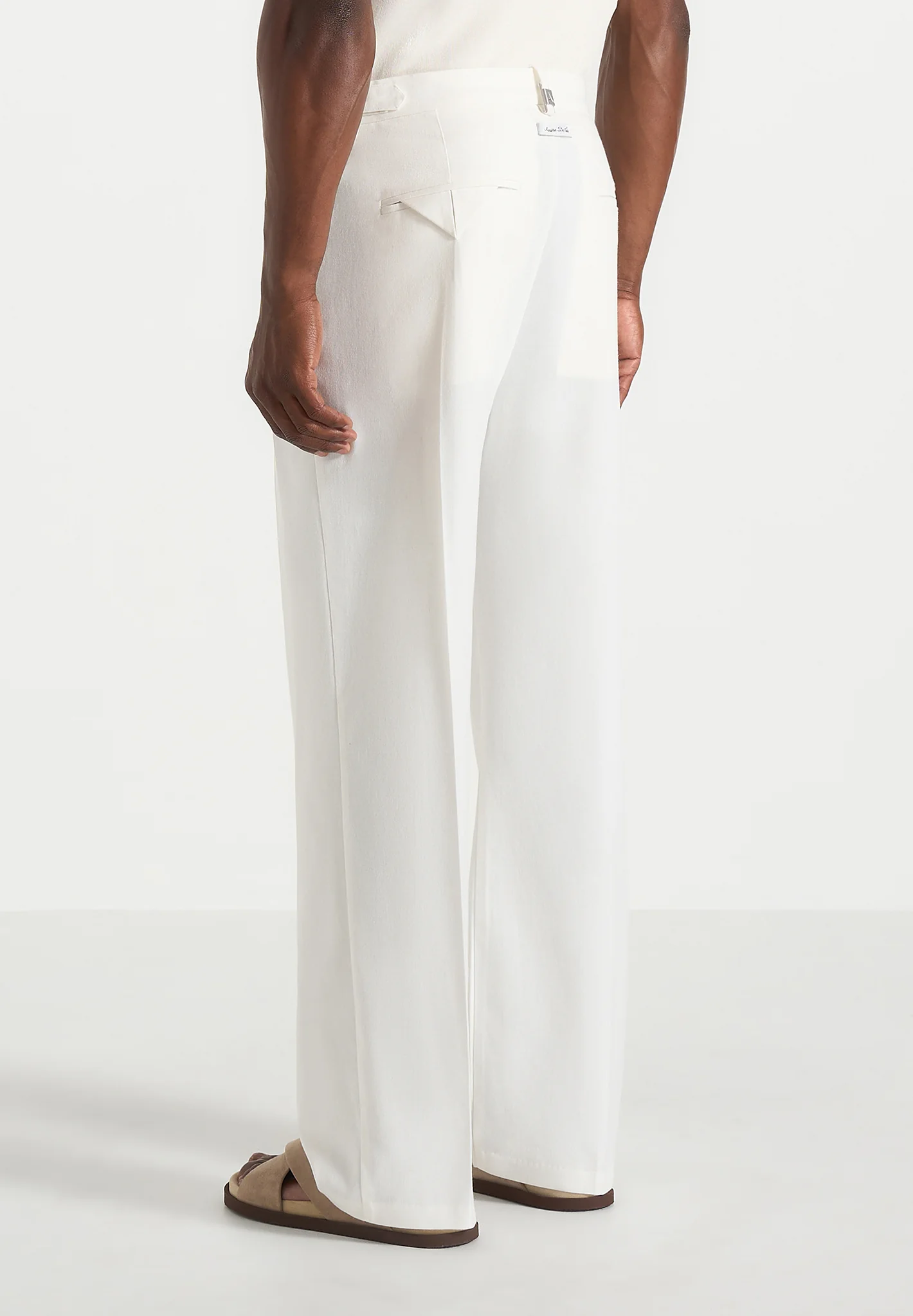 Pierre - Twin Pleat Linen Trousers - White - Image 6