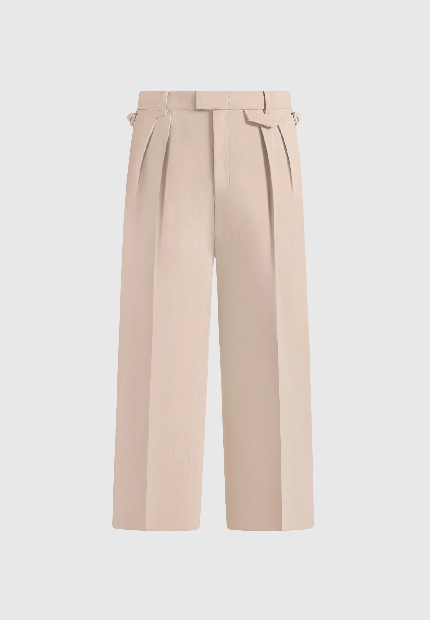 Pierre - Twin Pleat Tailored Trousers - Beige - Image 10