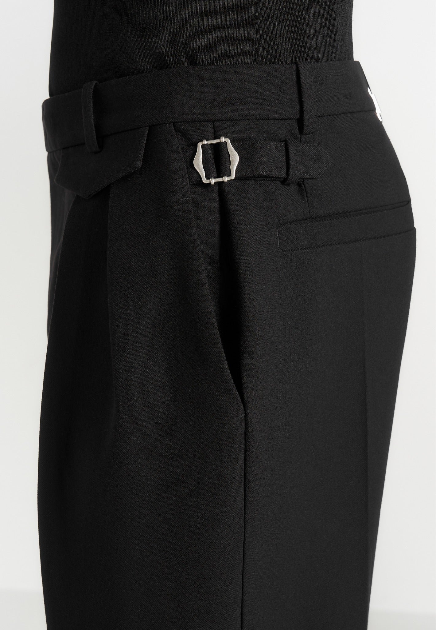 Pierre - Twin Pleat Tailored Trousers - Black - Image 3