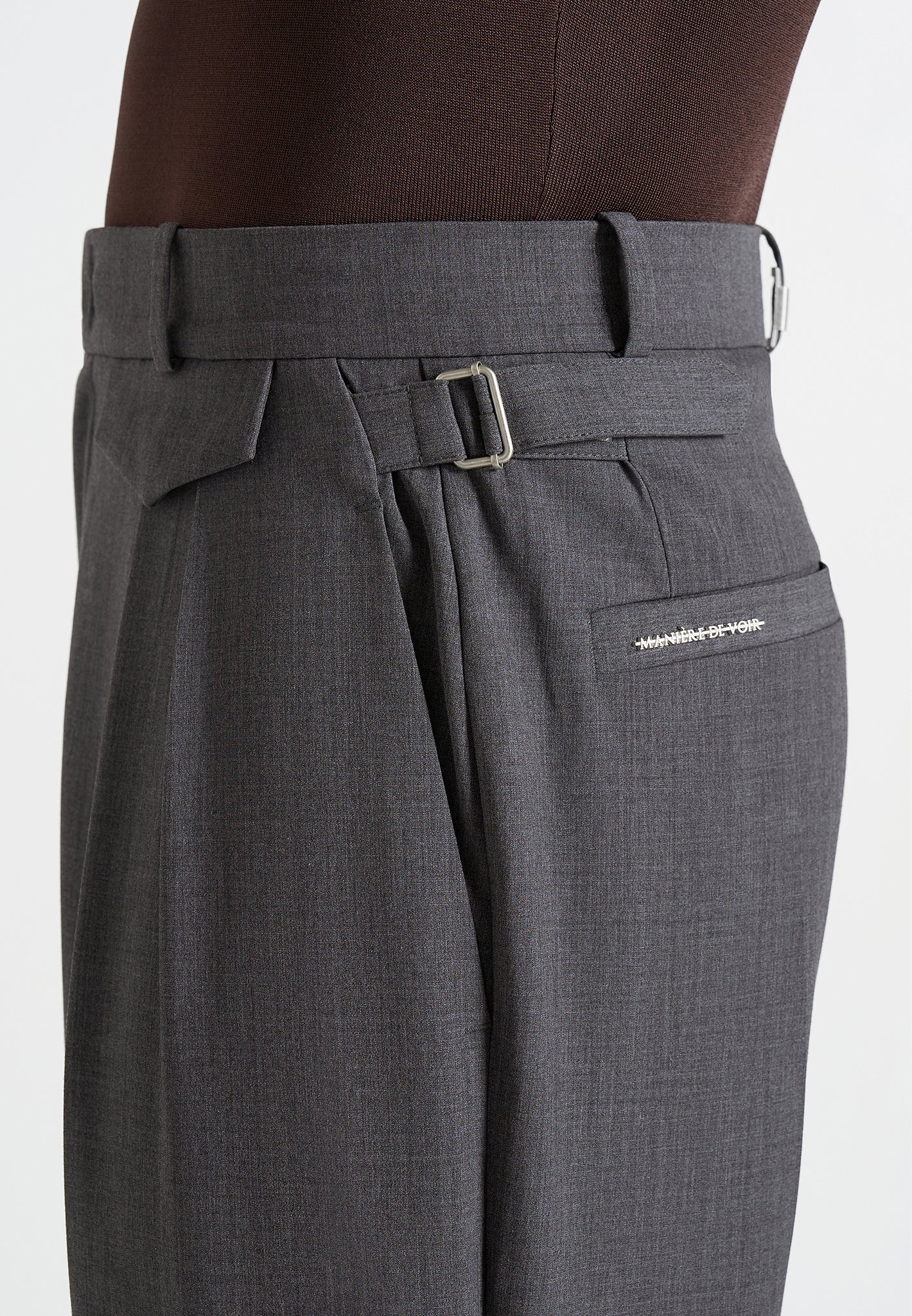 Pierre - Twin Pleat Tailored Trousers - Grey - Image 4