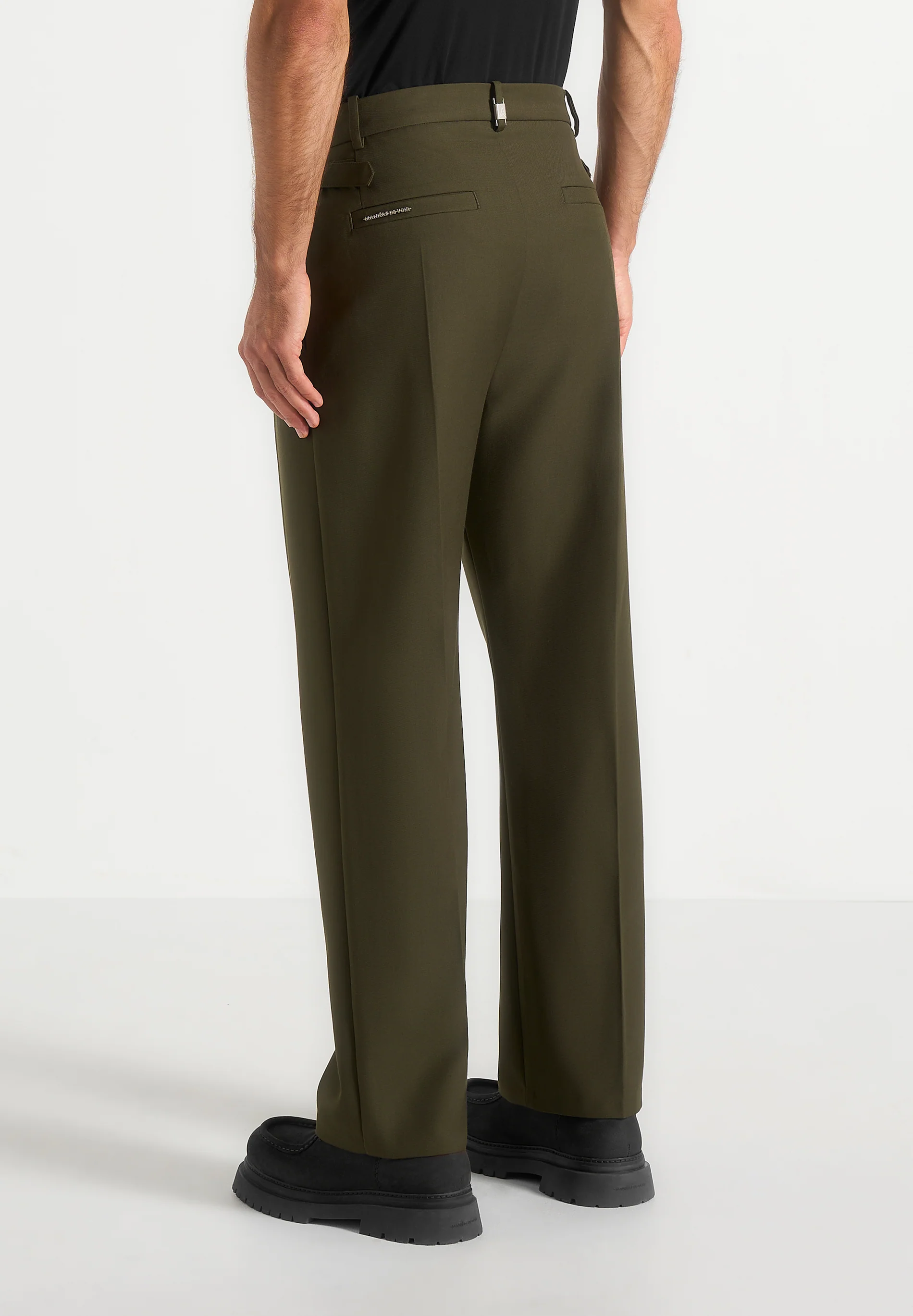 Pierre - Twin Pleat Tailored Trousers - Olive - Image 5
