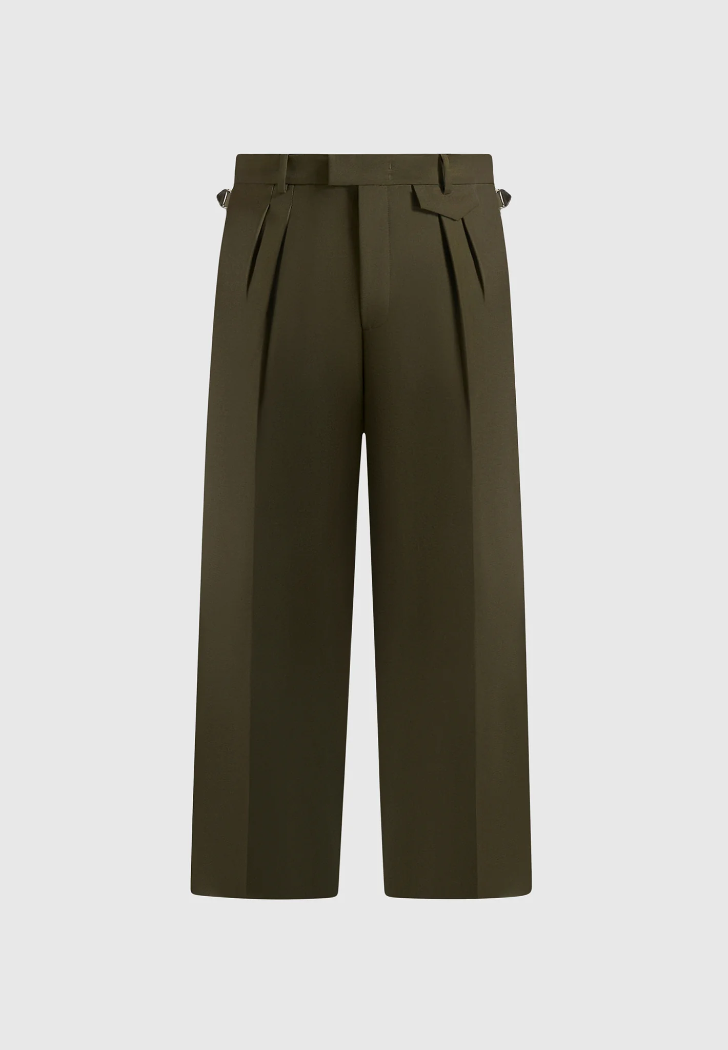 Pierre - Twin Pleat Tailored Trousers - Olive - Image 7