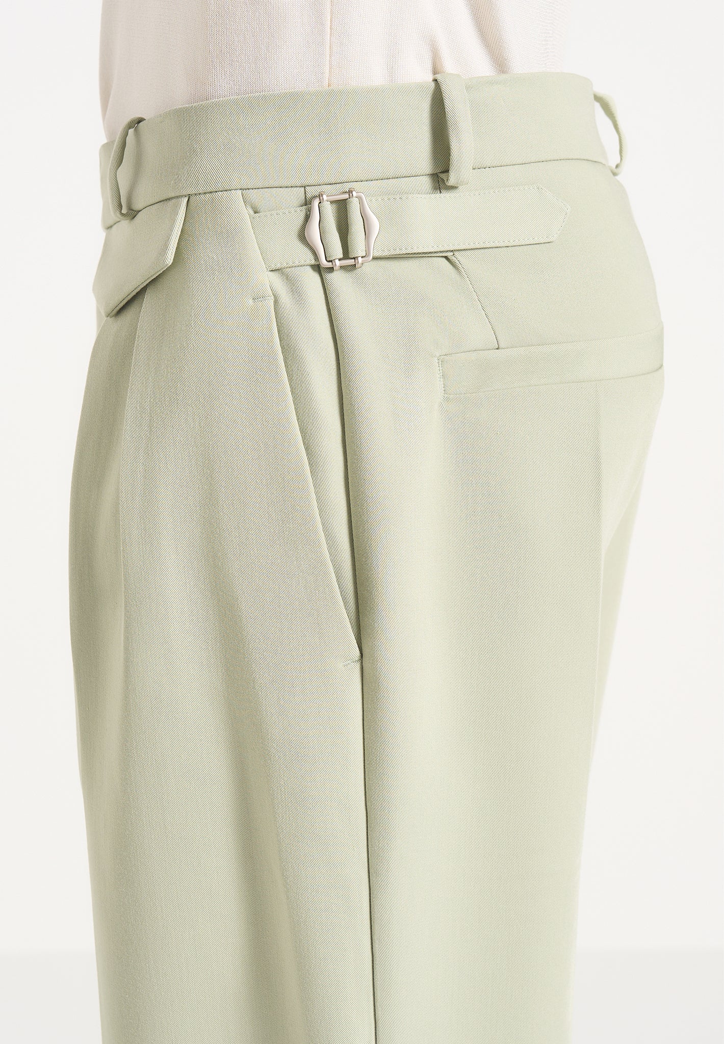 Pierre - Twin Pleat Tailored Trousers - Sage - Image 2