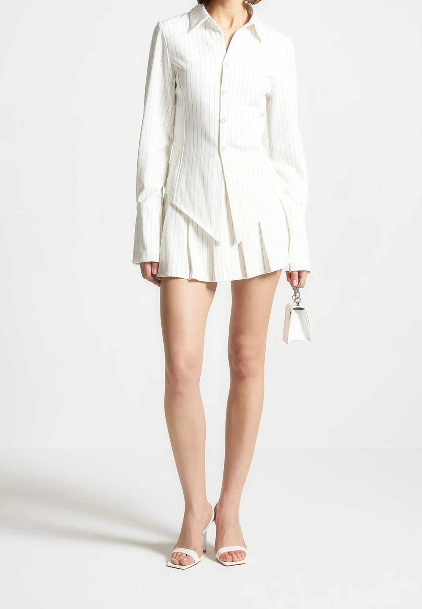 Sonia - Pinstripe Angled Shirt - White - Image 3