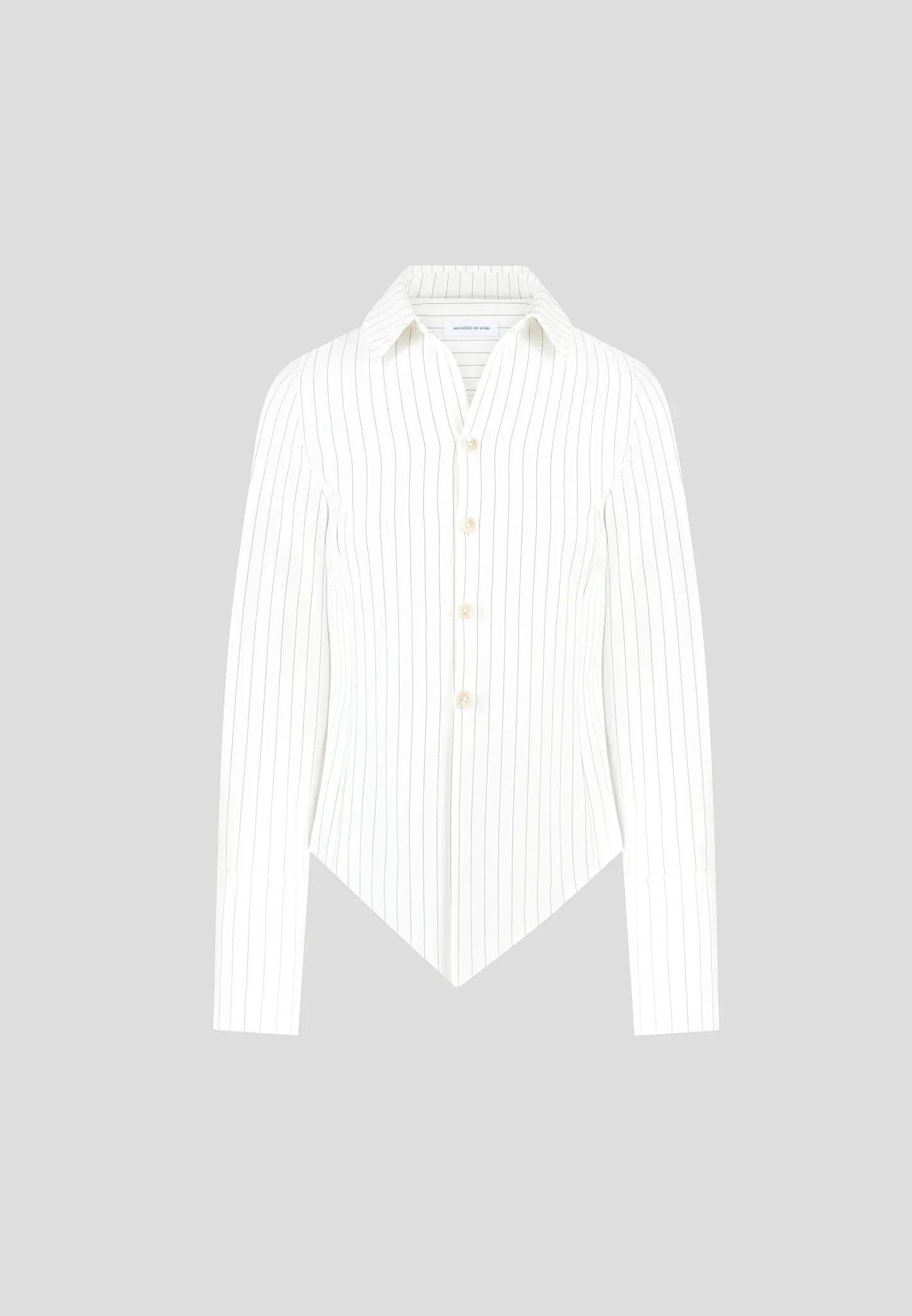 Sonia - Pinstripe Angled Shirt - White - Image 6