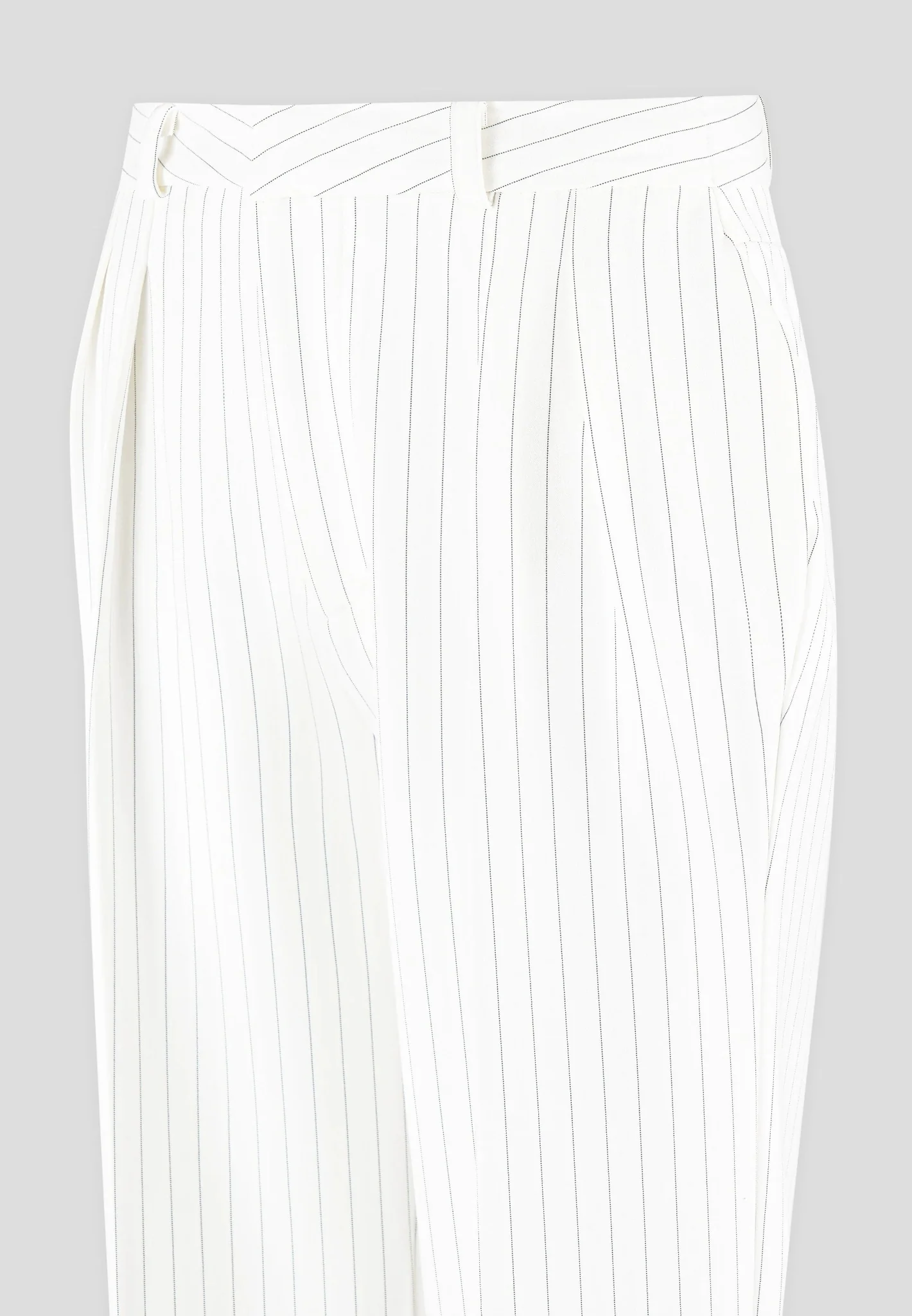 Julie - Pinstripe Twin Pleat Tailored Trousers - White - Image 7