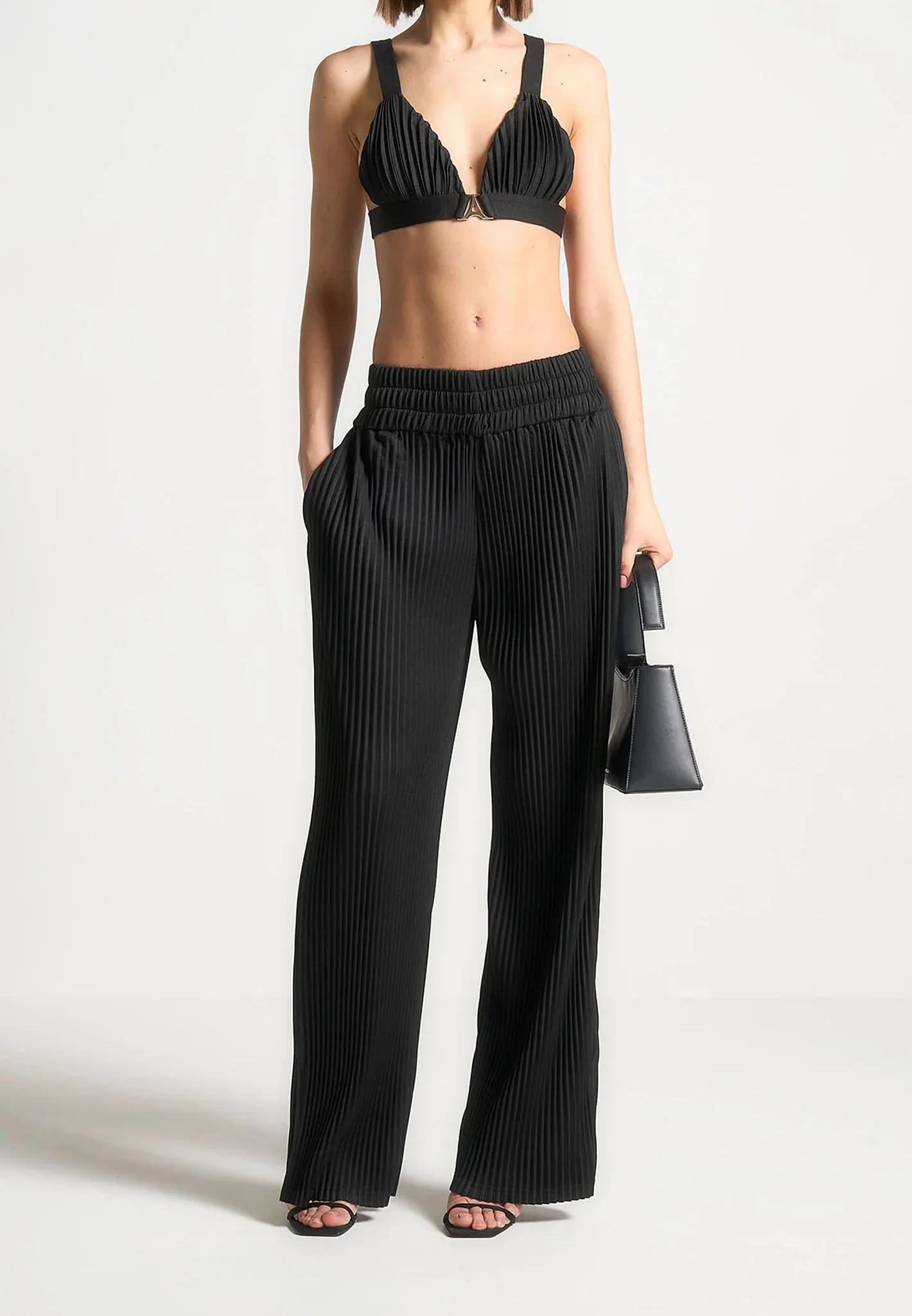 Pleated Eiffel Bralette - Black