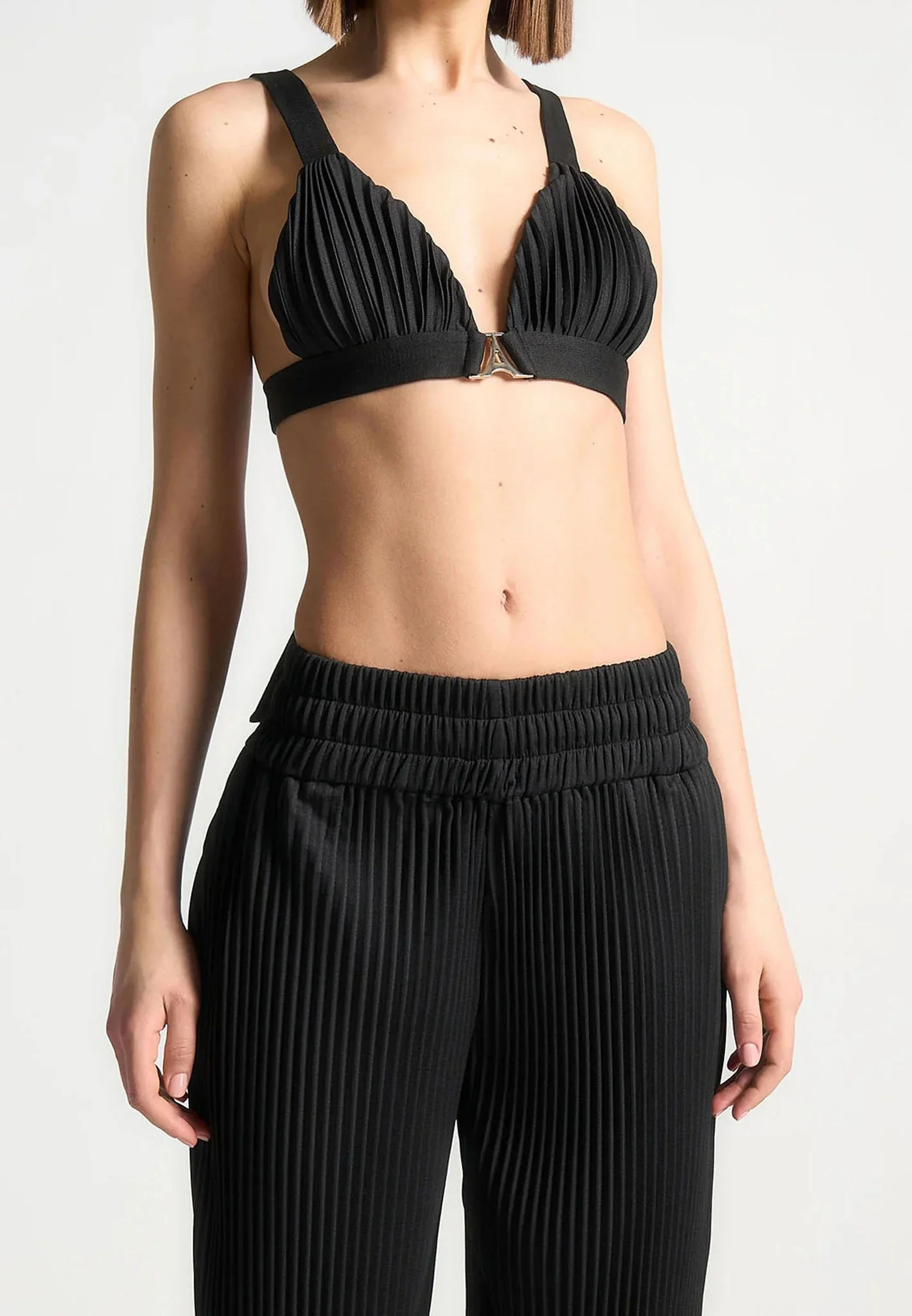 Pleated Eiffel Bralette - Black - Image 2
