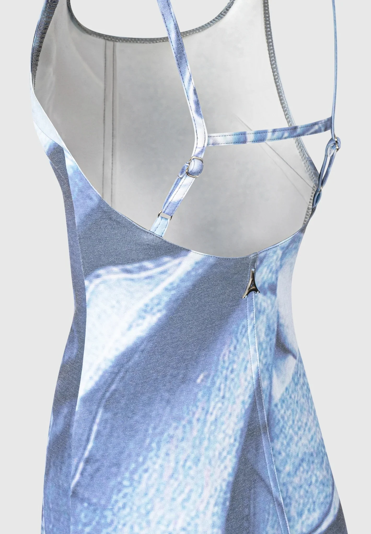 Printed Denim Effect Maxi Dress - Blue - Image 7