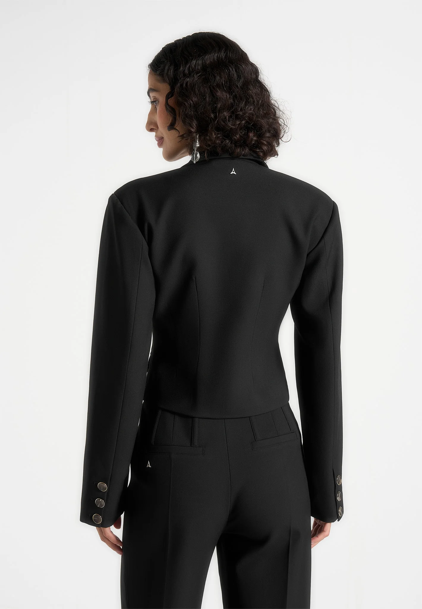 Prisca - Tailored Cropped Blazer - Black - Image 5