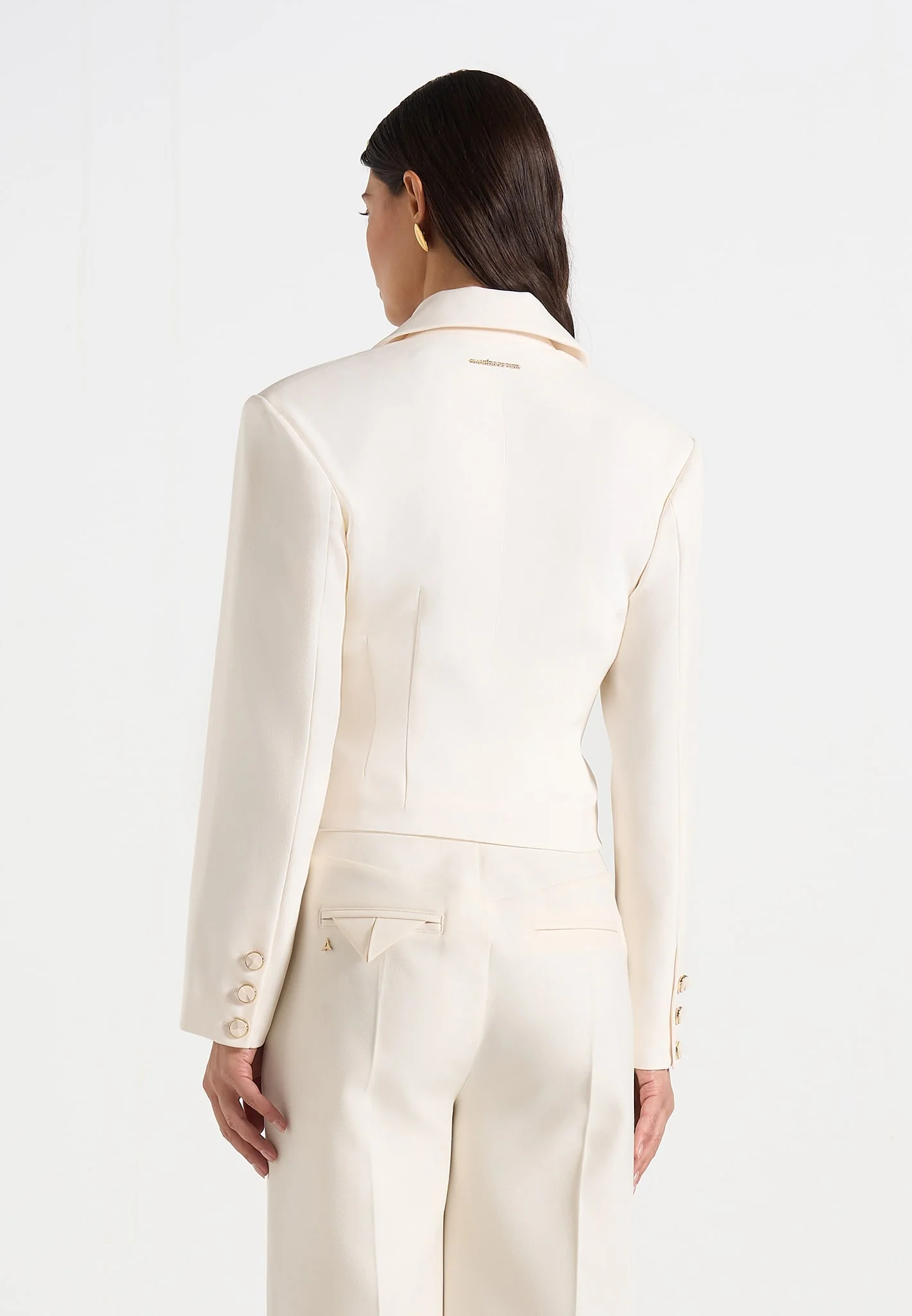 Prisca - Tailored Cropped Blazer - Off White - Image 5